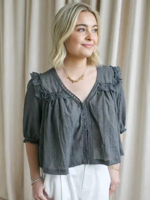 SoftFeel Fabric Demi Ruffle Blouse