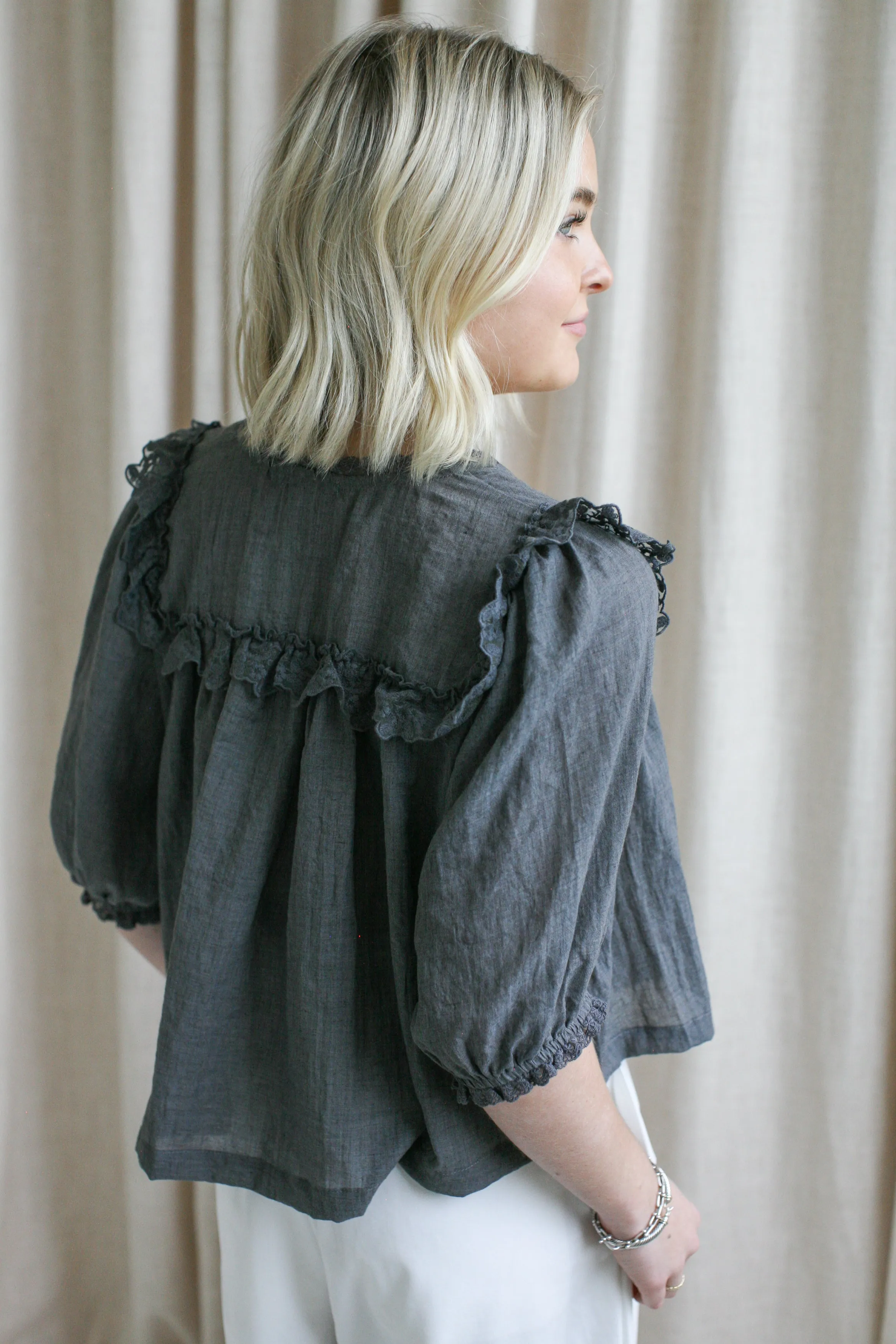 LayeredNeckline Demi Ruffle Blouse