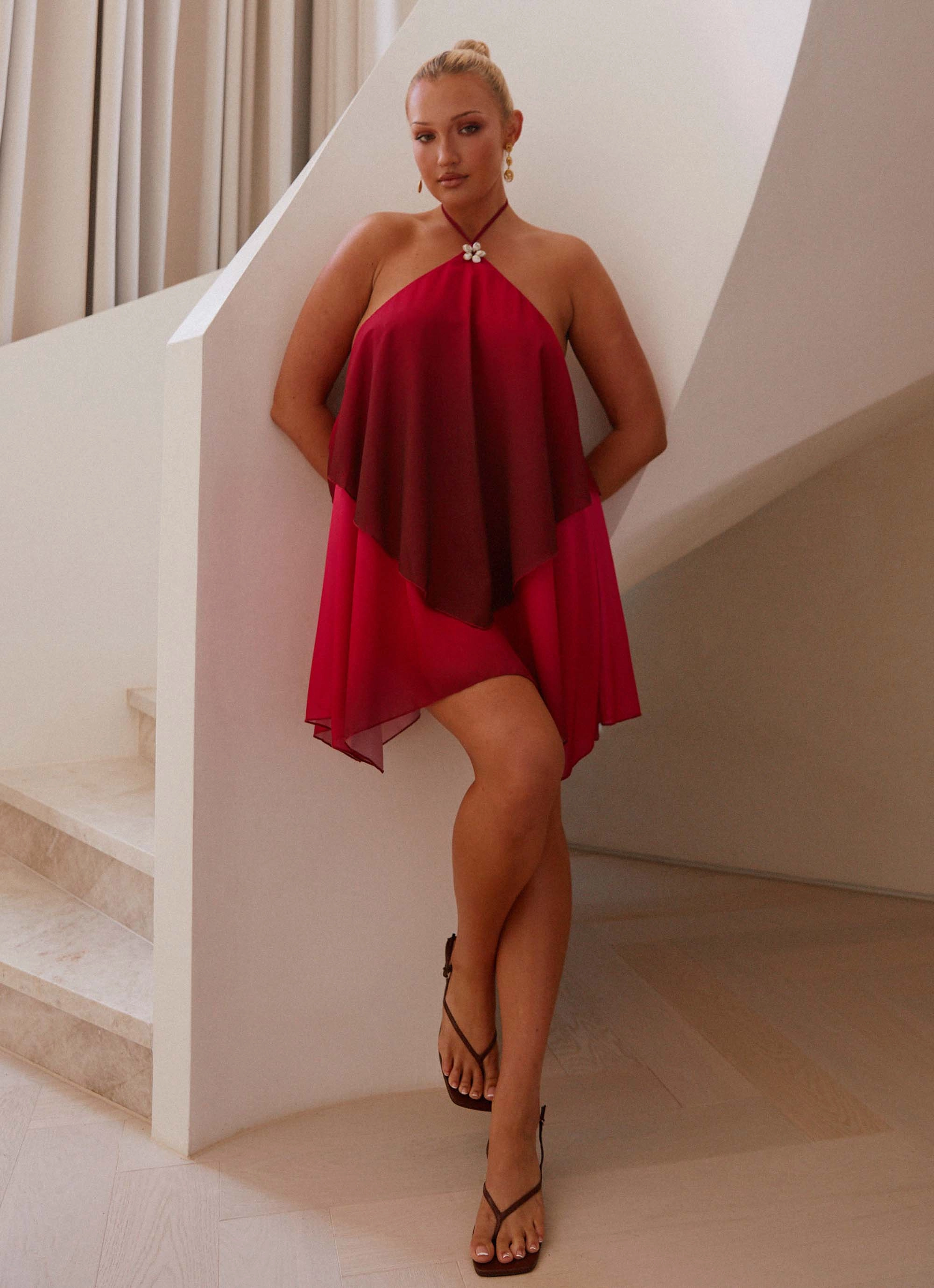 Senior Style Bold Statement Twin Flame Mini Dress - Fuchsia Gradient