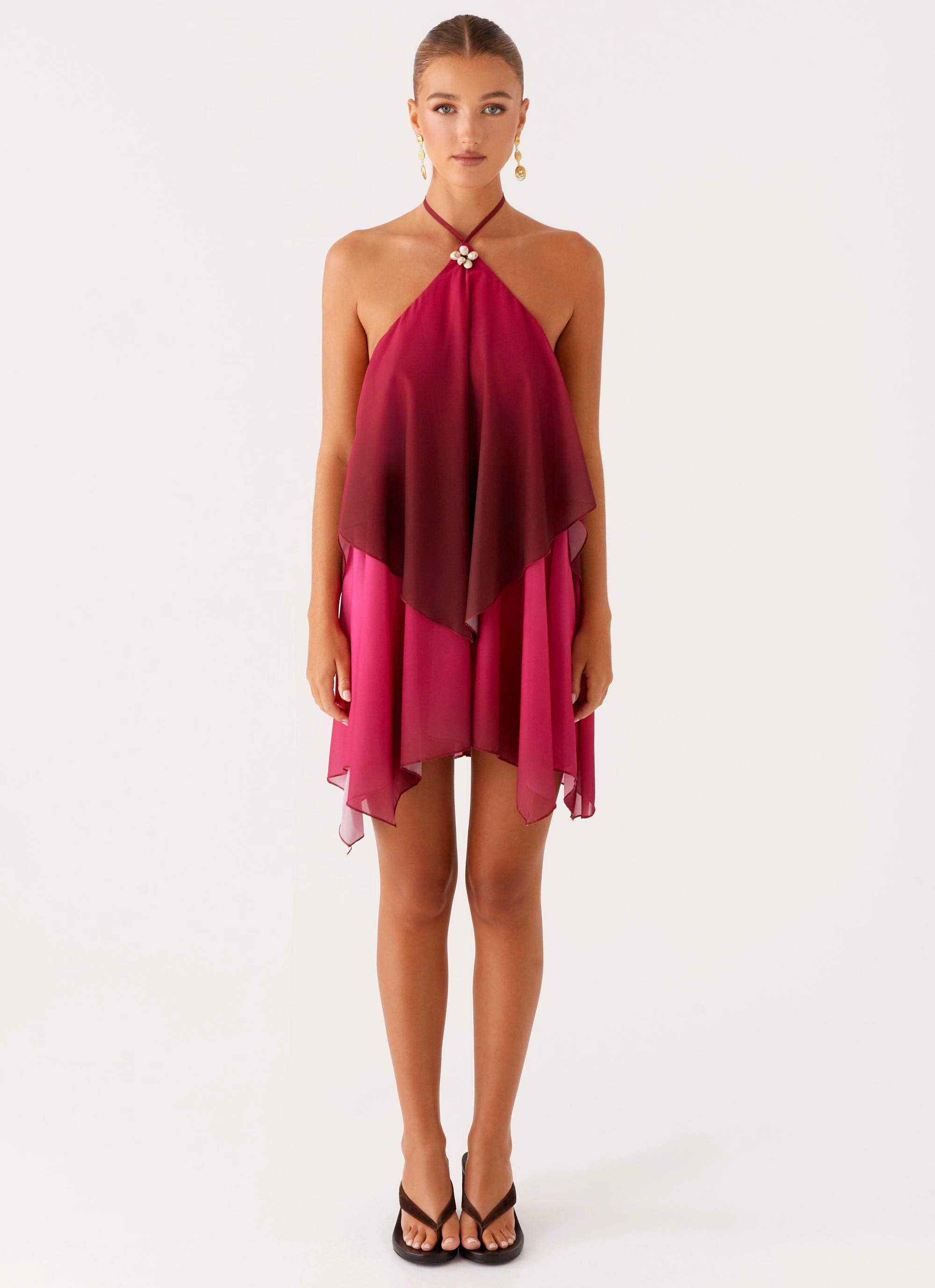 hypoallergenic material Neat Finish Twin Flame Mini Dress - Fuchsia Gradient