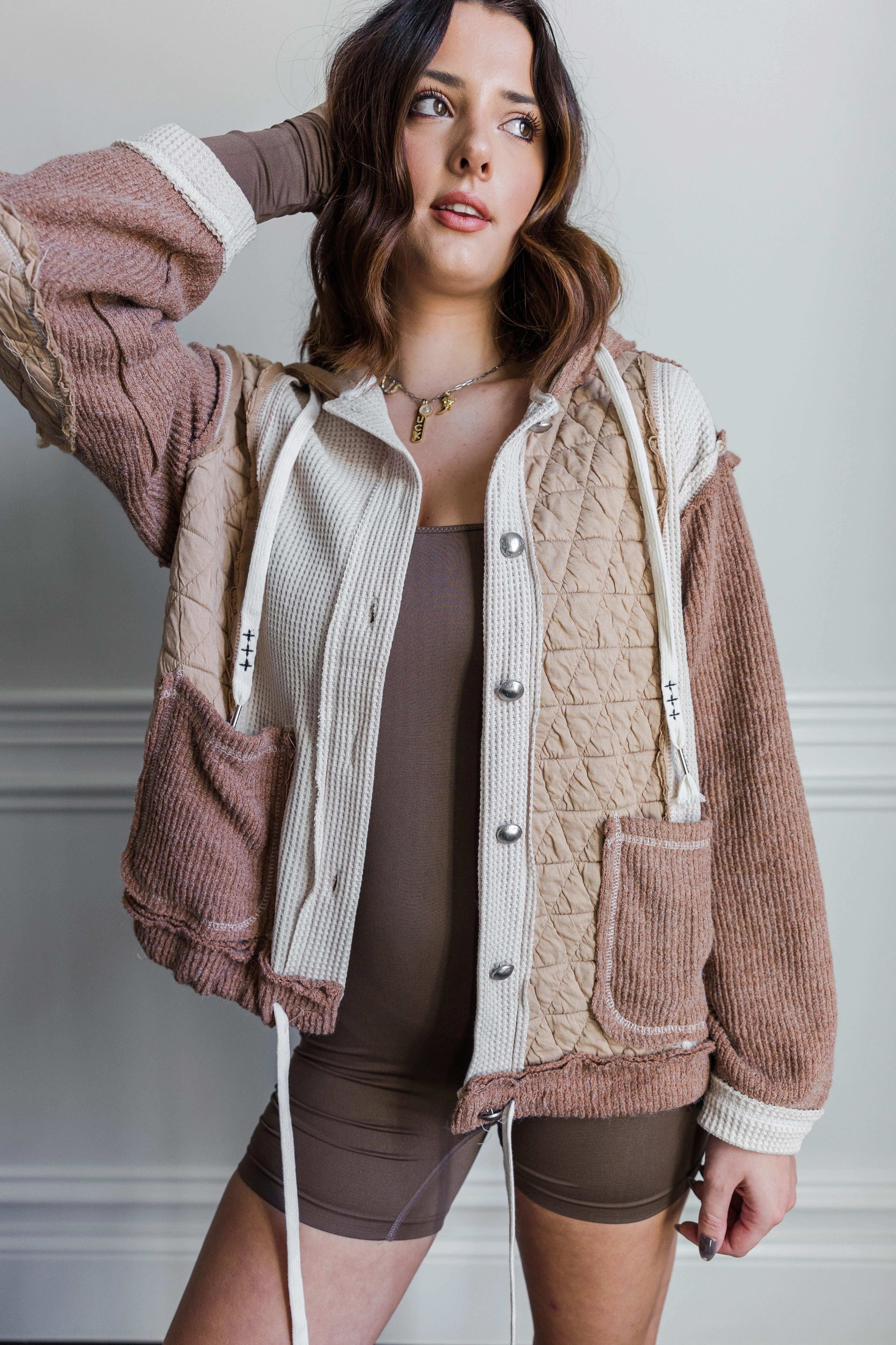 Smooth Zipper Glides Easy Movement Cut Willow Quilted jacket