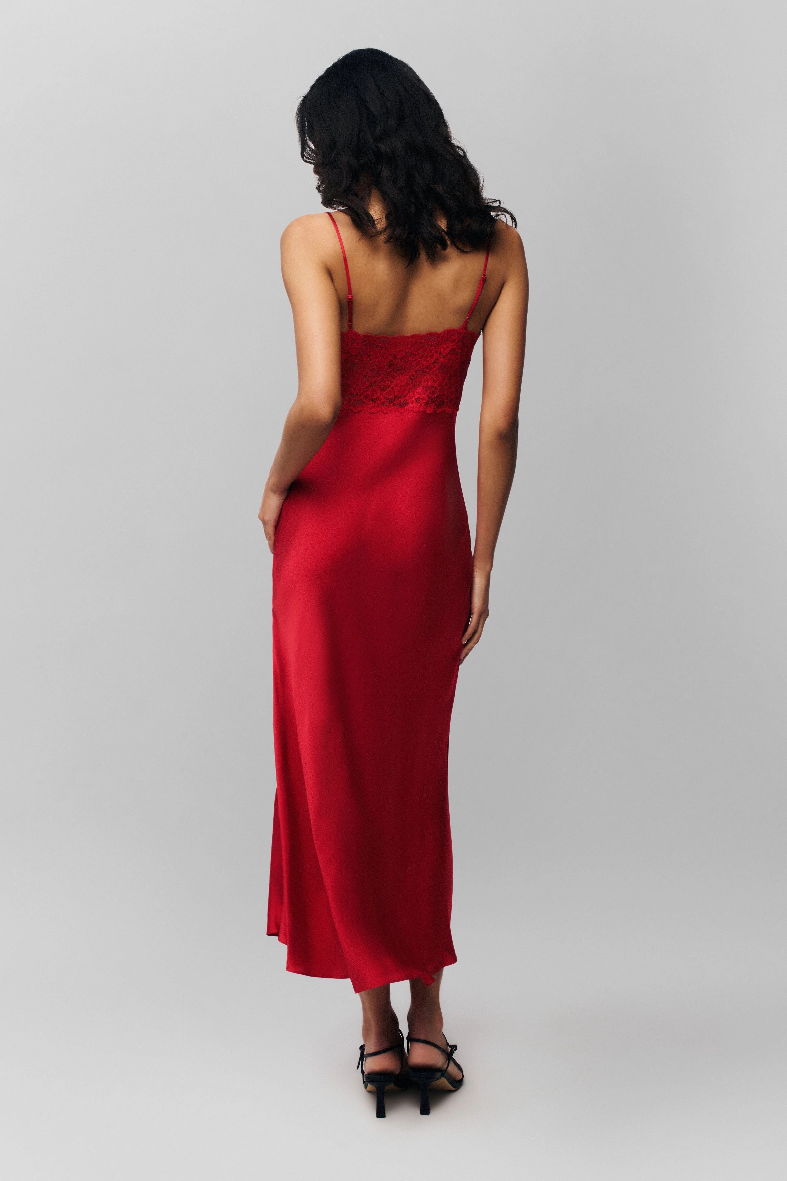 Nova Slip Midi Dress High-Low-Hem