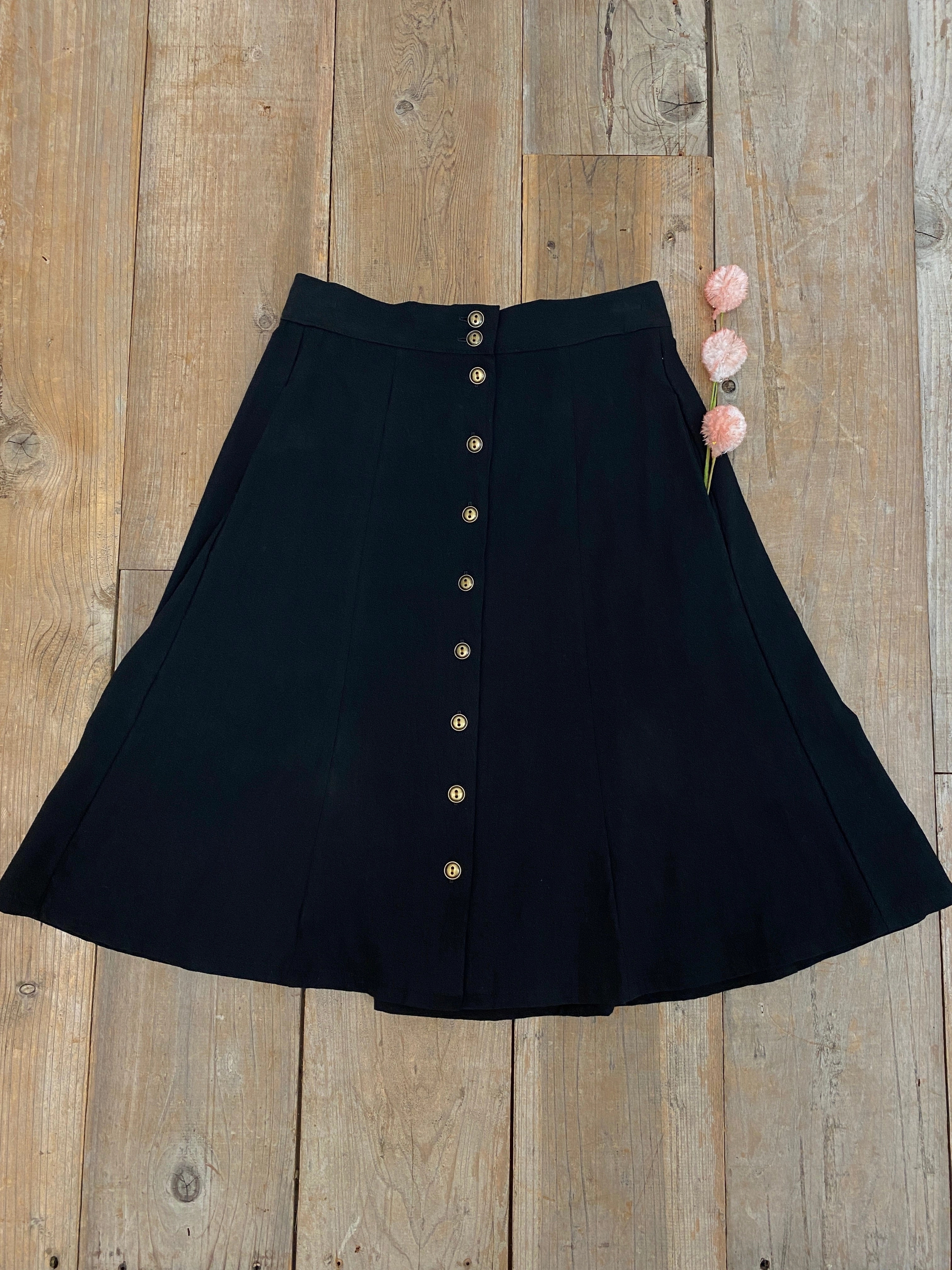 Customizable length Bae Skirt in Black Linen