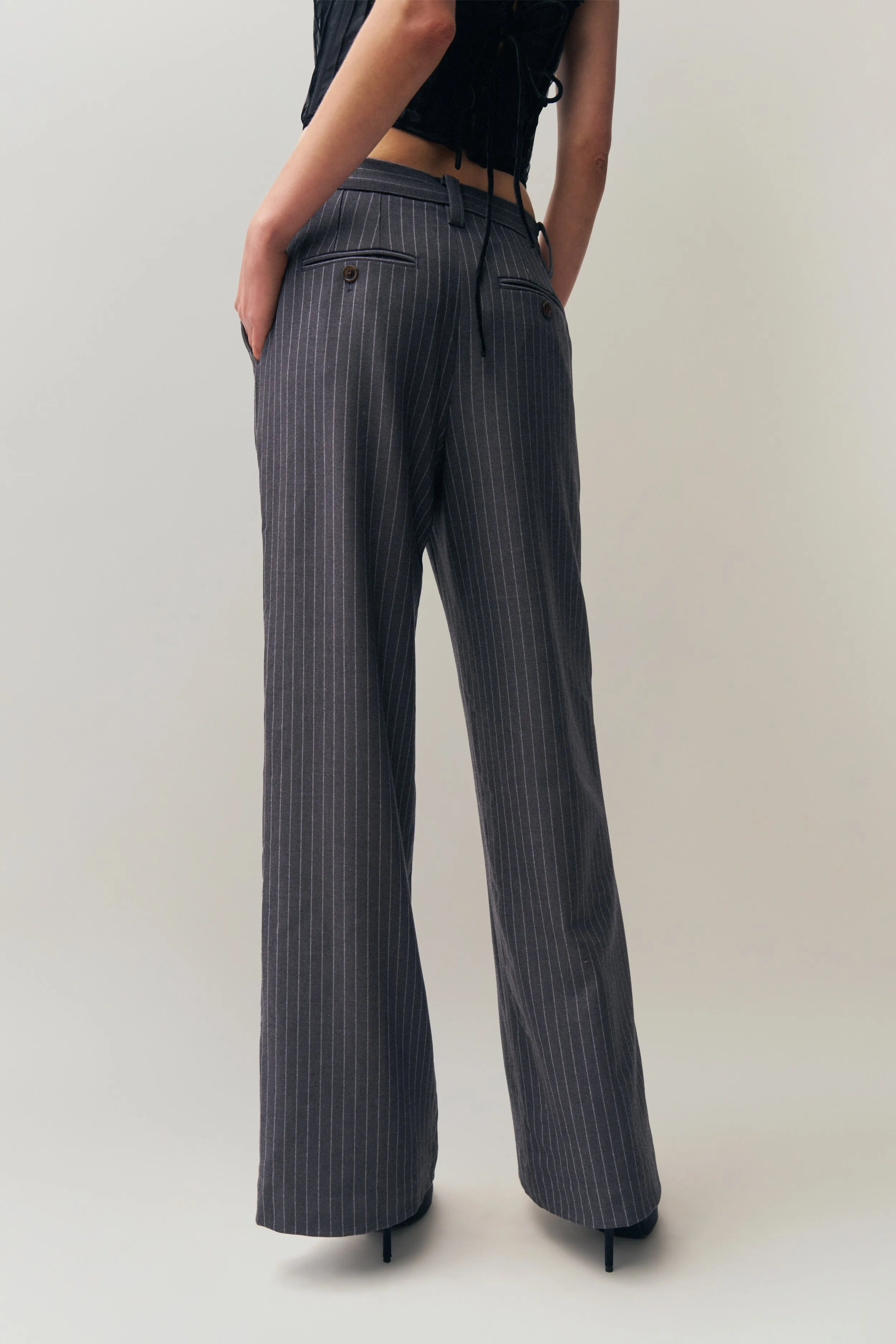Raina Pinstripe Pant Non Slip Waist Grip Everyday Comfort Wear