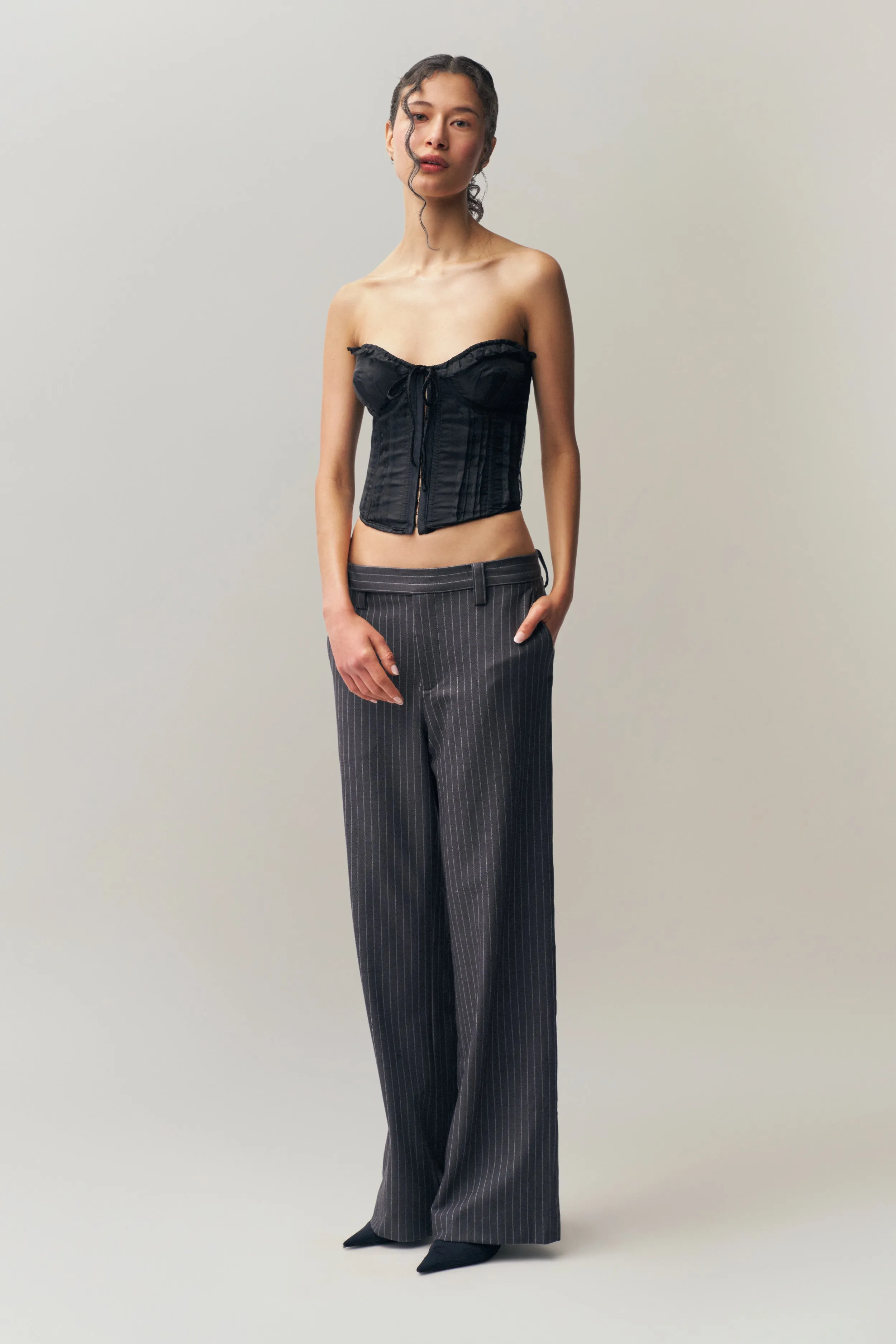 Zero Waste Manufacturing Body-Hugging Fit Raina Pinstripe Pant