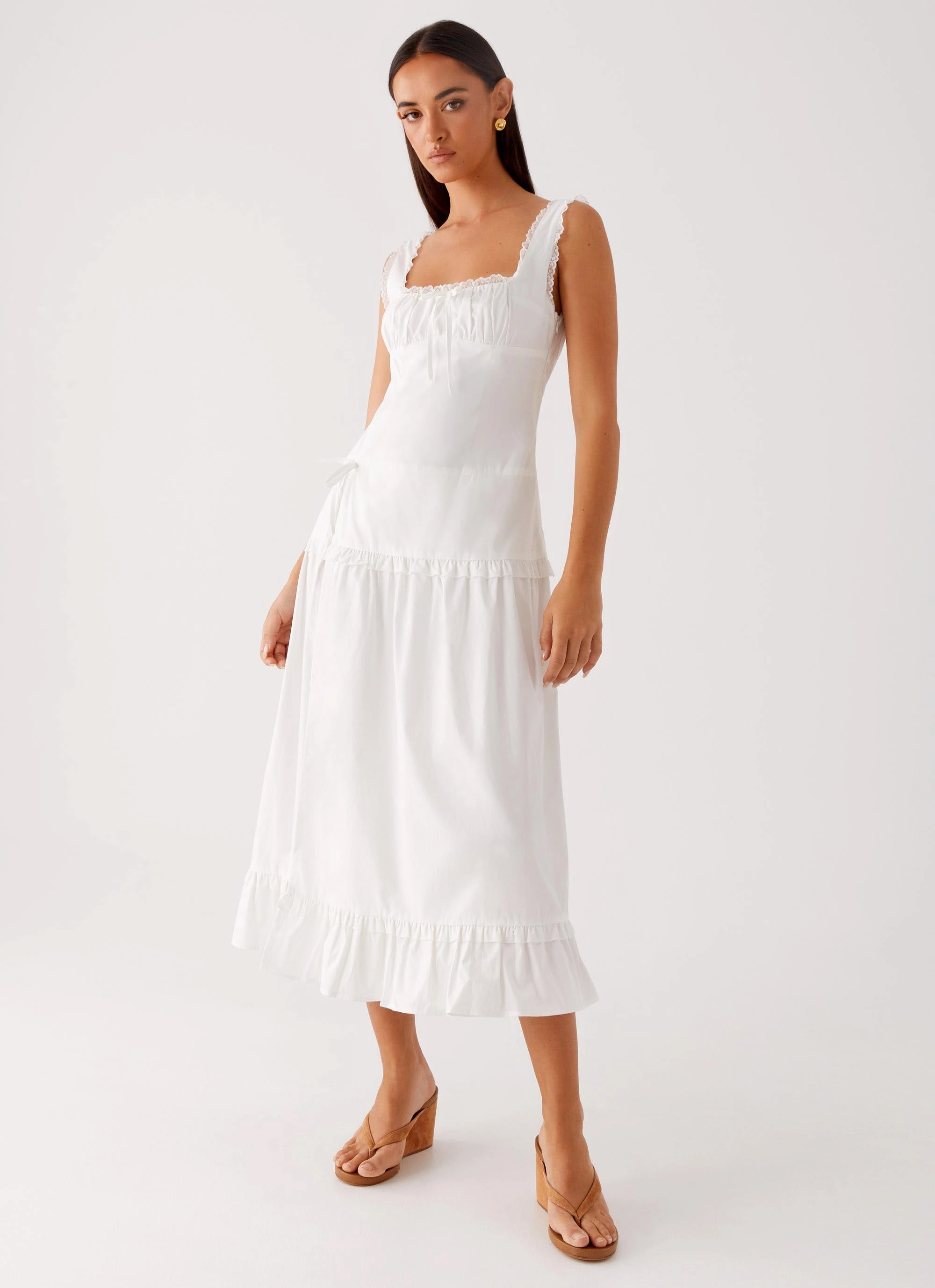 Quinn Midi Dress - White Breath Soft Sharp Style