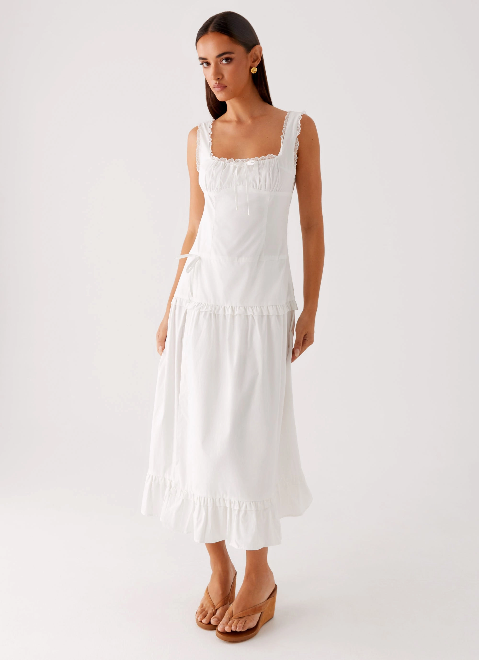 Quinn Midi Dress - White Night Charm