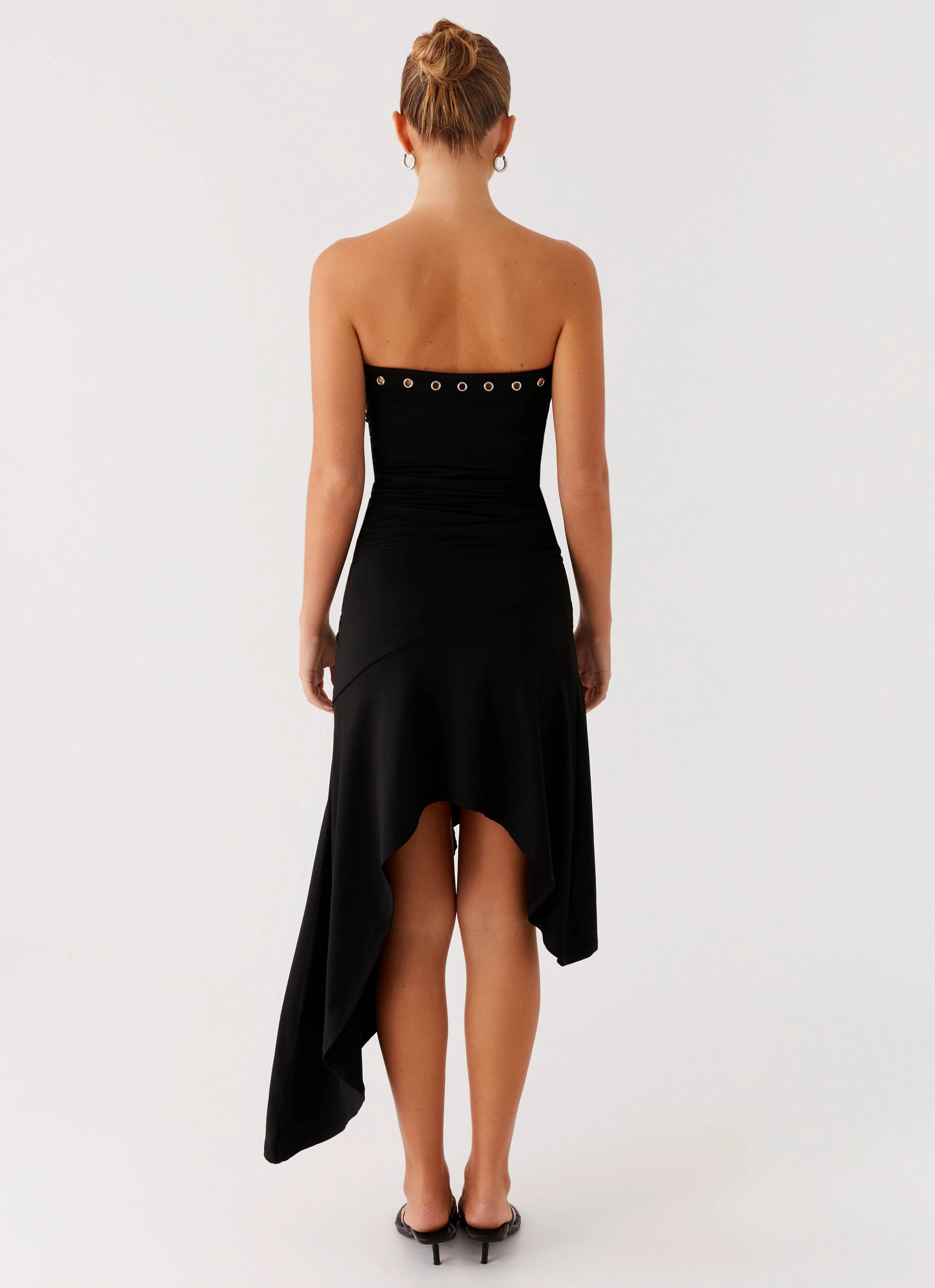 Boxy-Style Satin Soft Unapologetic Midi Dress - Black