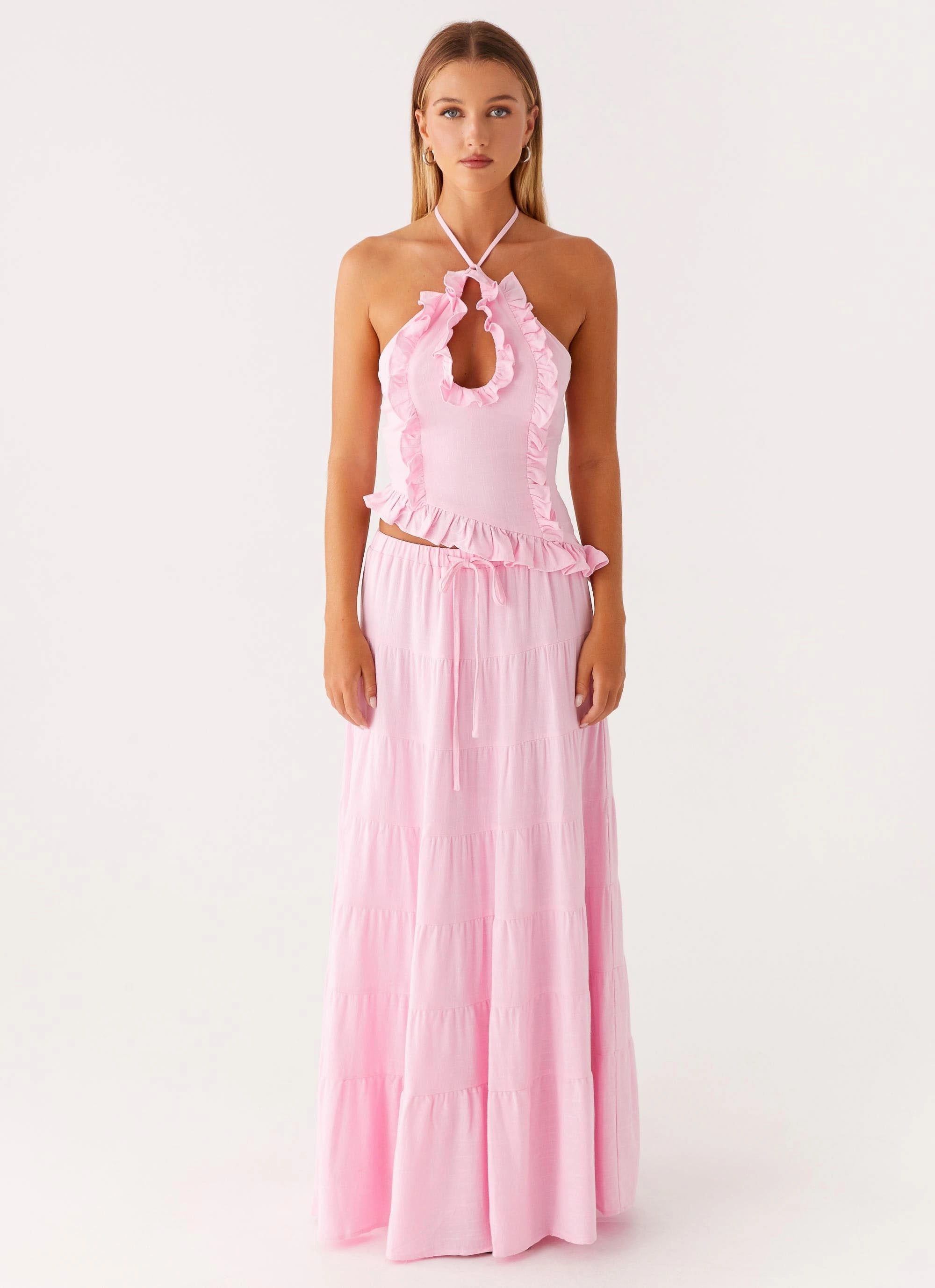 Mariella Linen Top - Pink DoubleStitchedSeams
