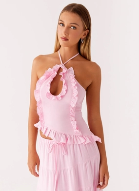 Mariella Linen Top - Pink Reinforced Buttonholes MultiPanelDesign