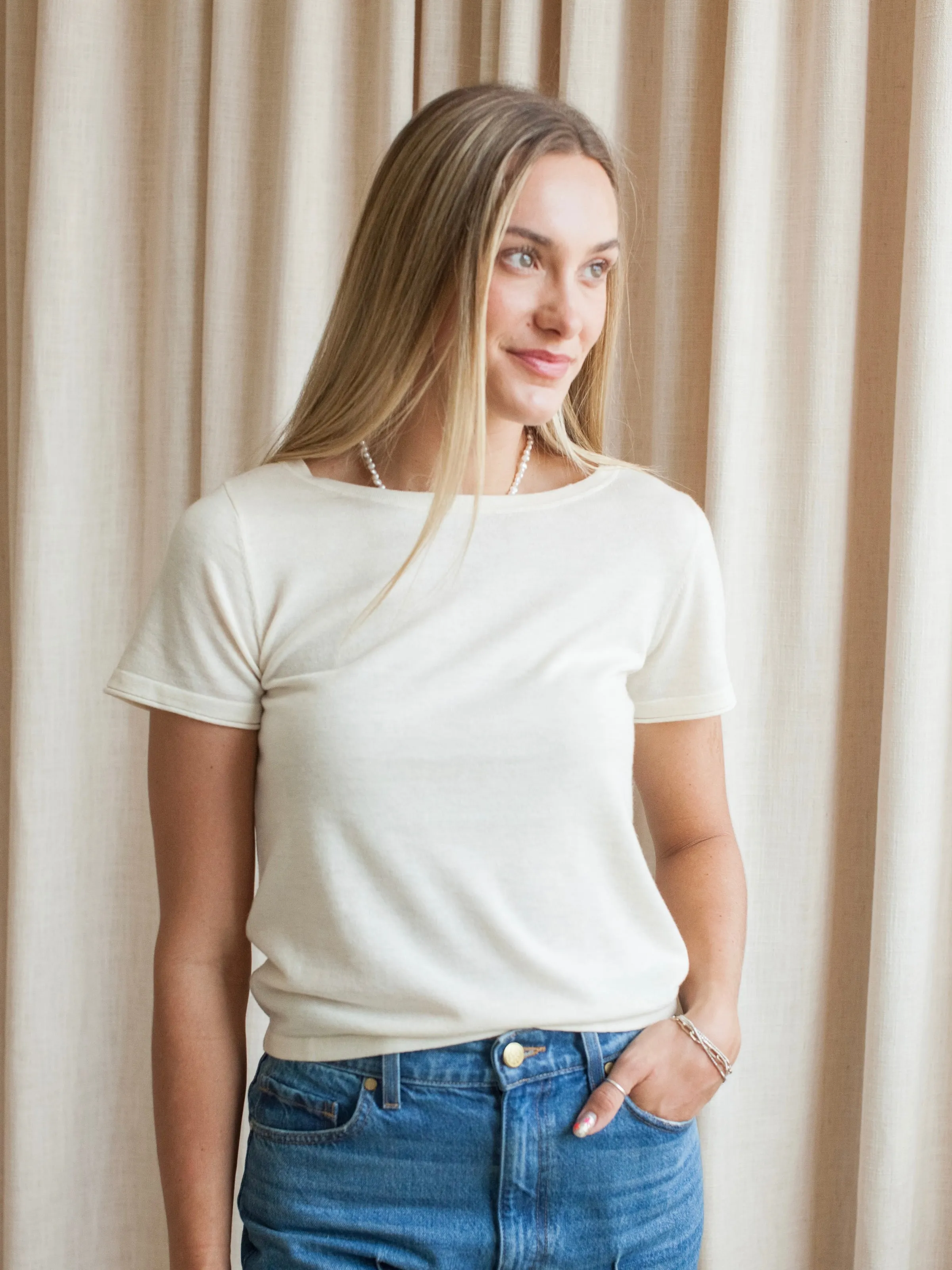 Classic Crew Tee - Cream Compression Fit