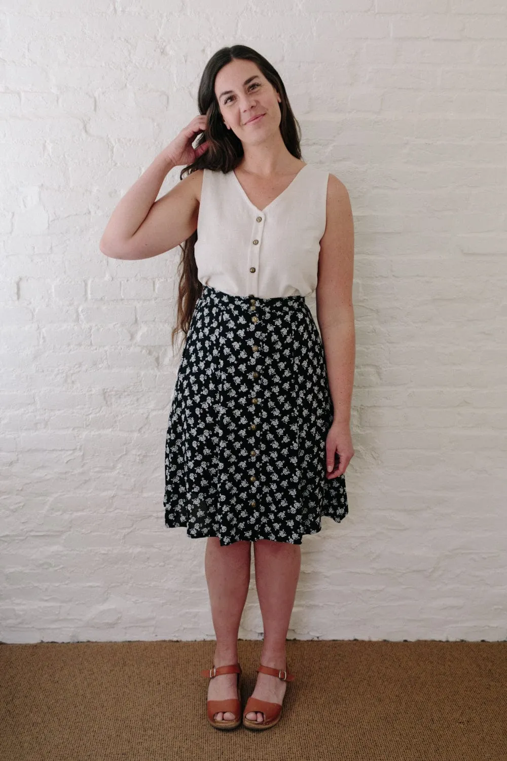 Aviva Top in Oat Linen Antibacterial