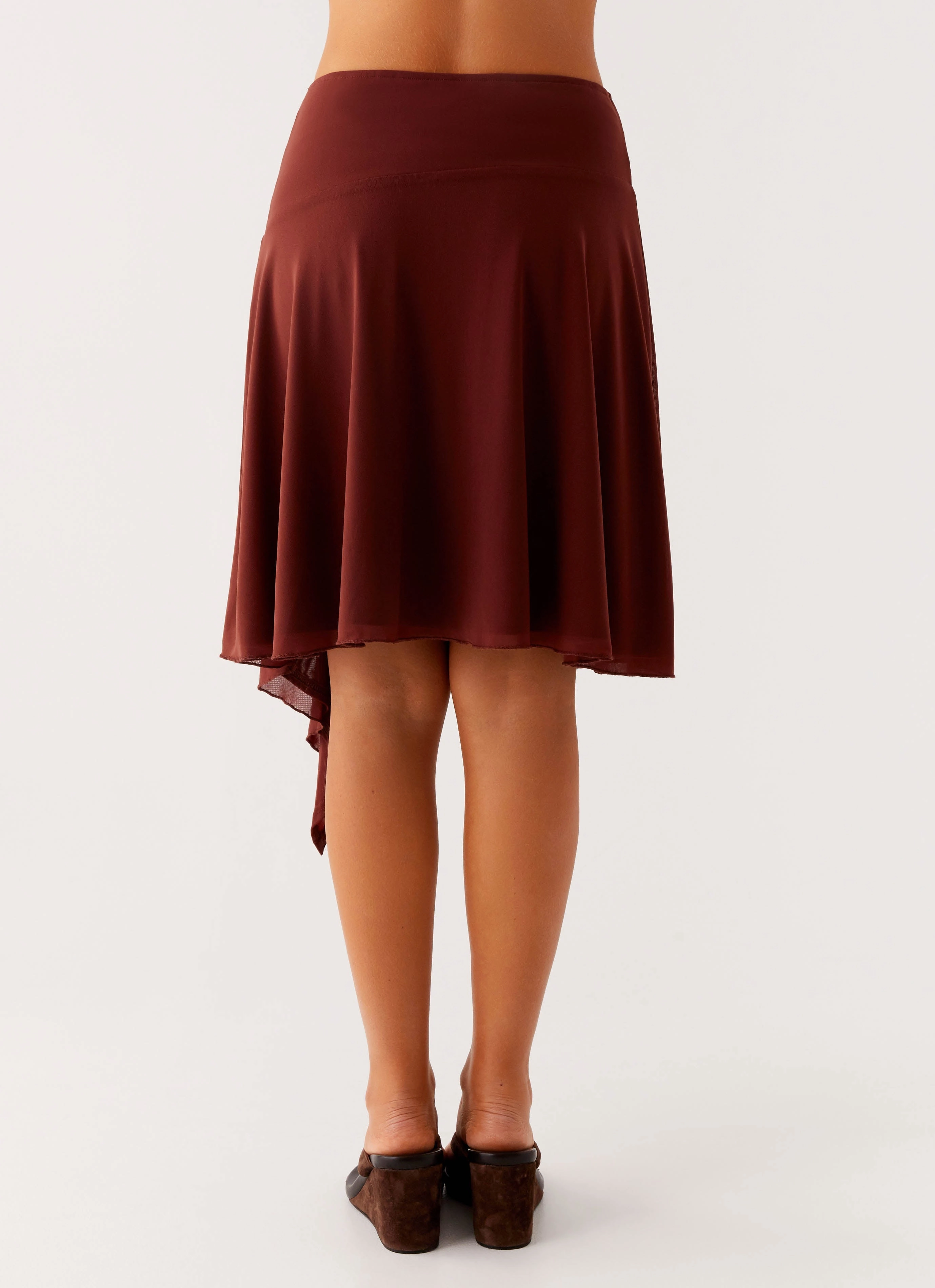 Neutral Look Statement Color Mirage Midi Skirt - Chocolate