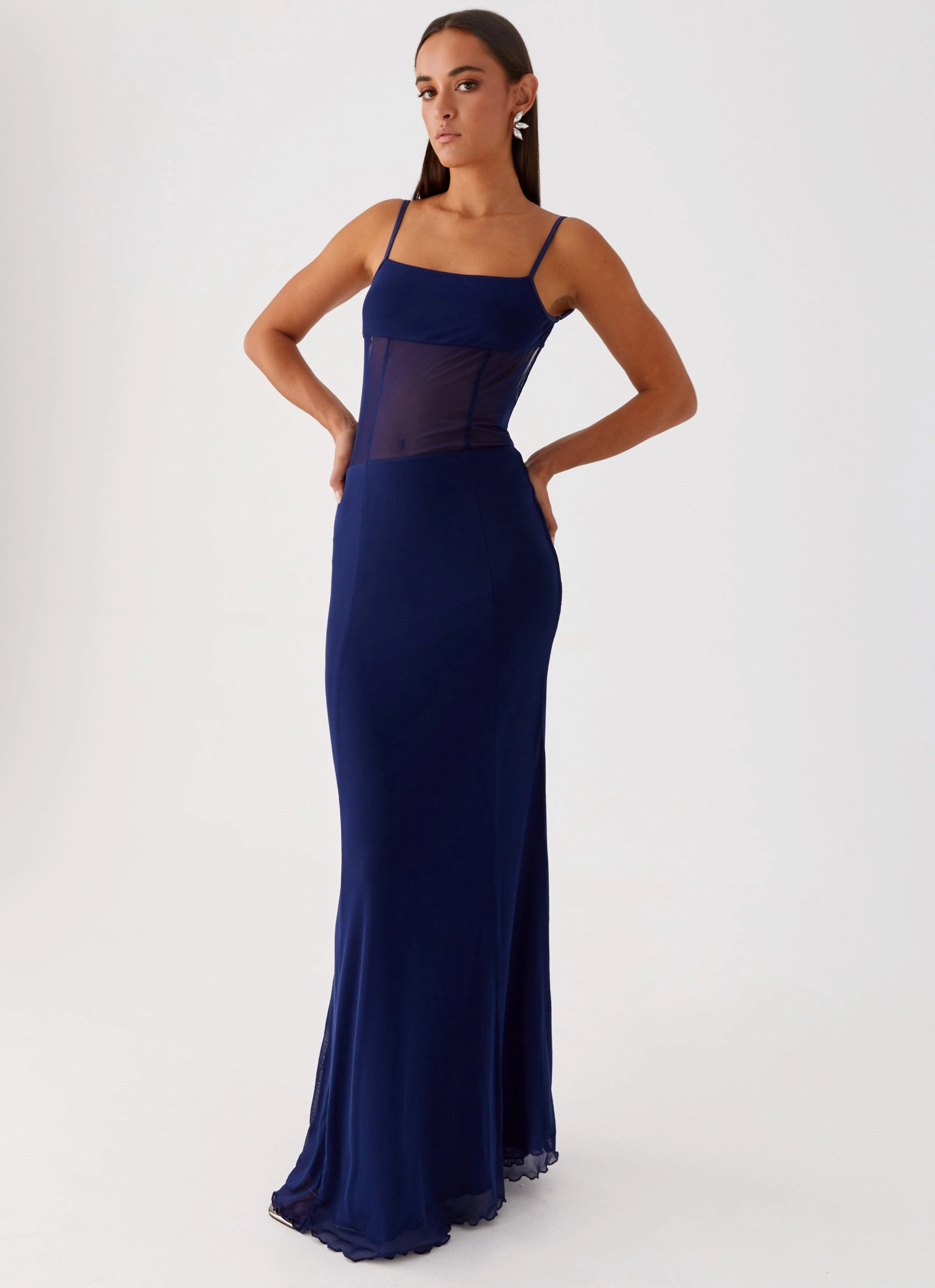 Style Upgrade Minimalist Waistband Miranda Maxi Dress - Navy