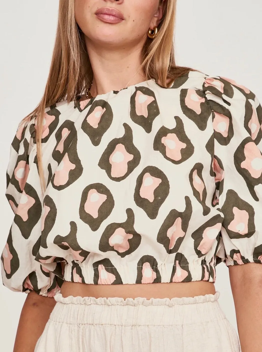 Mirth Andaman Bubble Top Oyster Print HighNeckCut