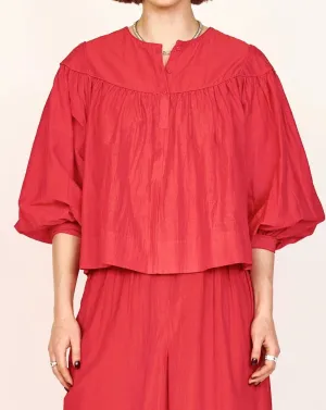 Mirth Oslo Blouse Red Tagless Comfort Collar