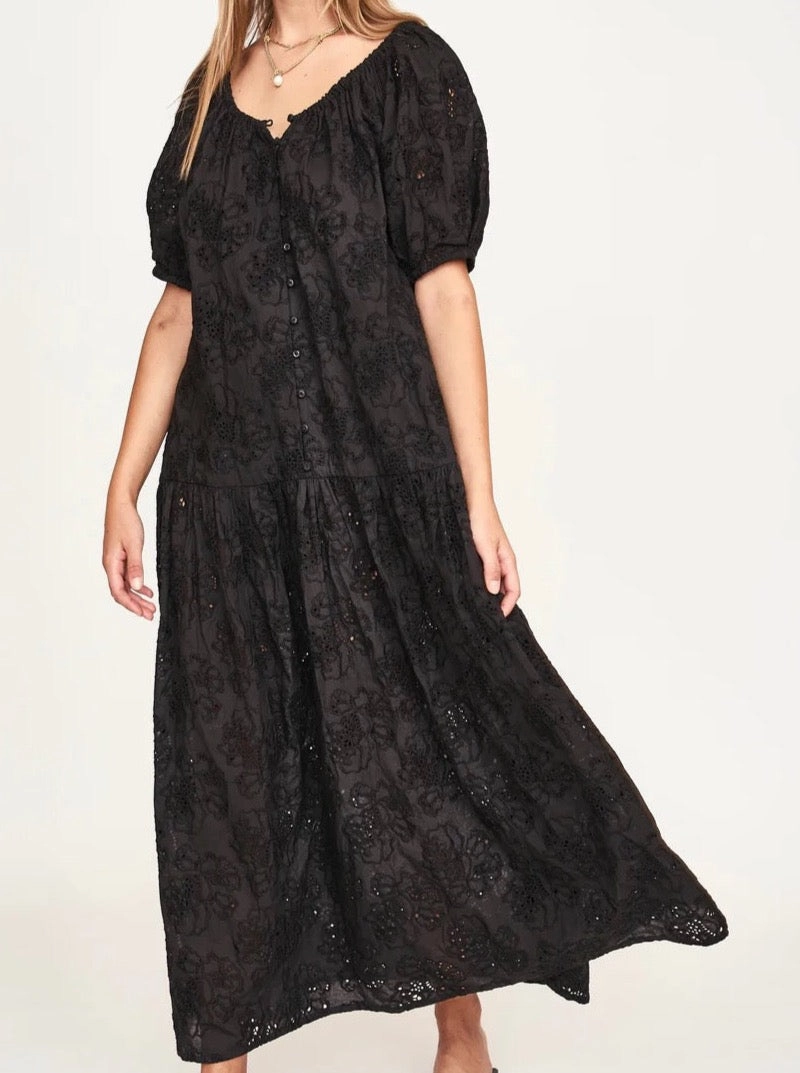 Mirth Capri Dress In Black Eyelet Shade Glow