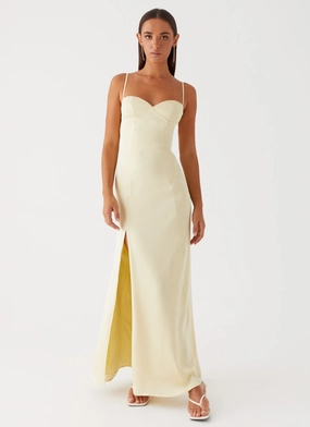 Chic casual Gloss Accent Miss Bloom Maxi Dress - Lemon