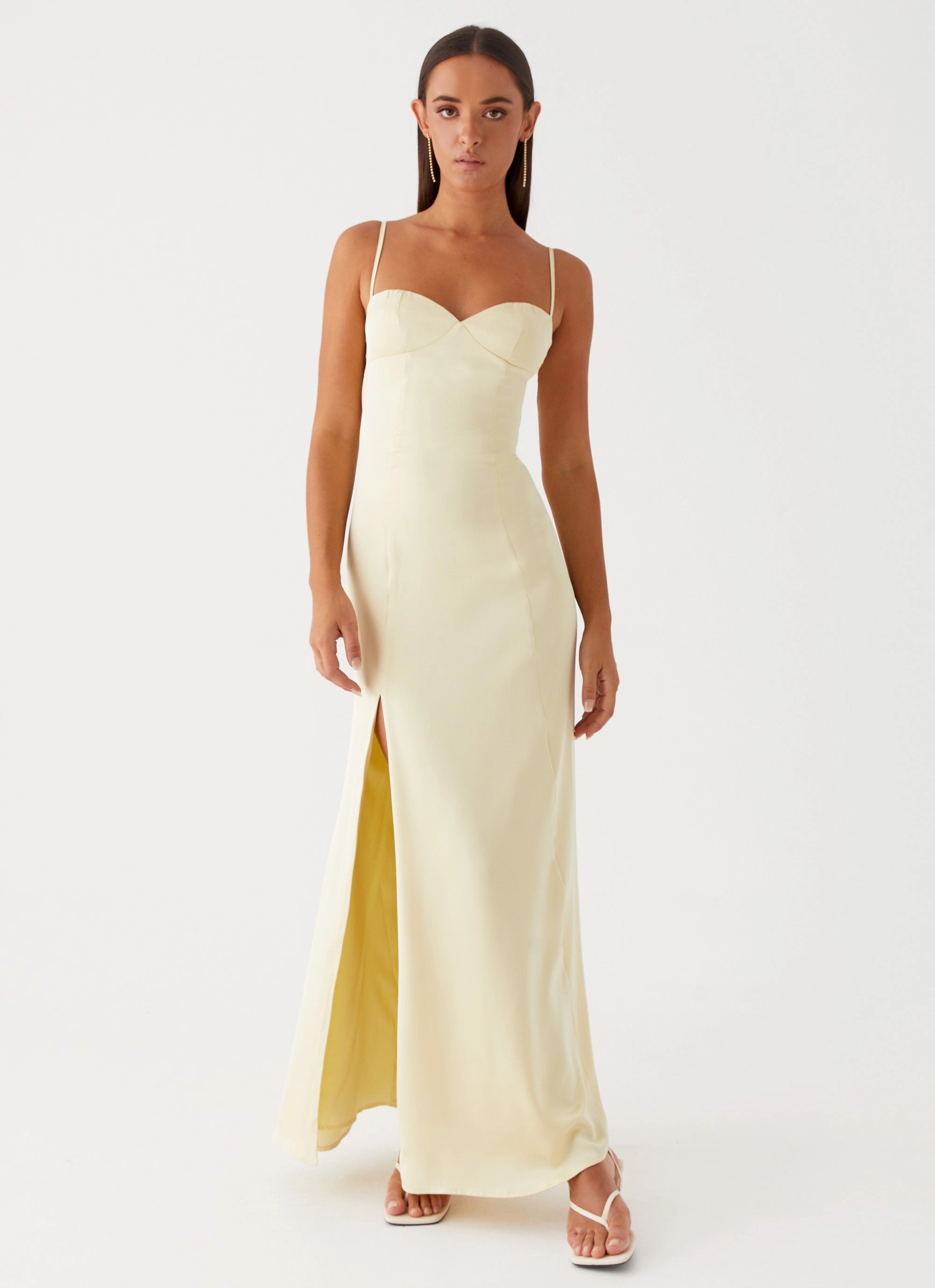 Chic casual Gloss Accent Miss Bloom Maxi Dress - Lemon