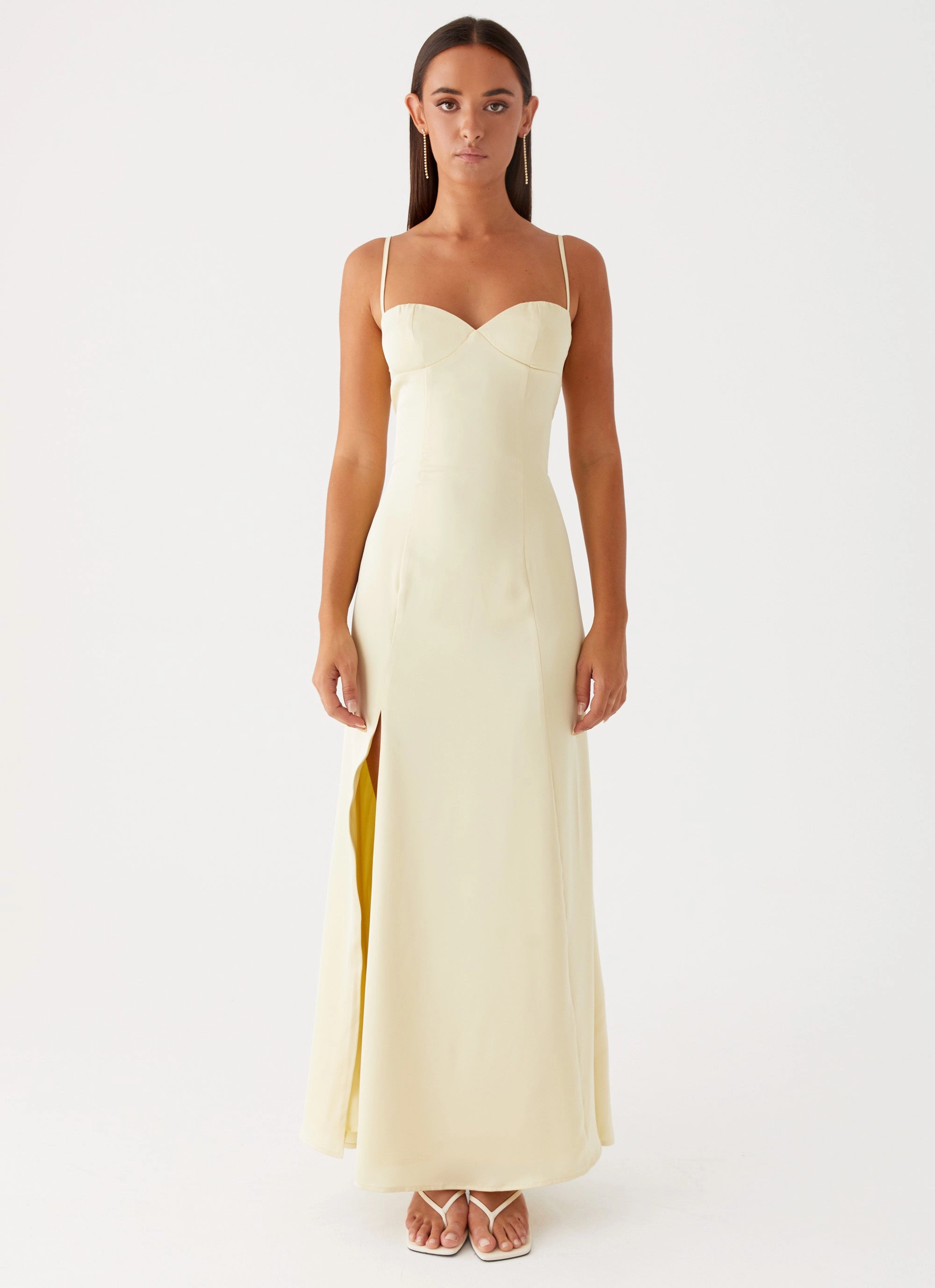 Gathered Skirt Miss Bloom Maxi Dress - Lemon