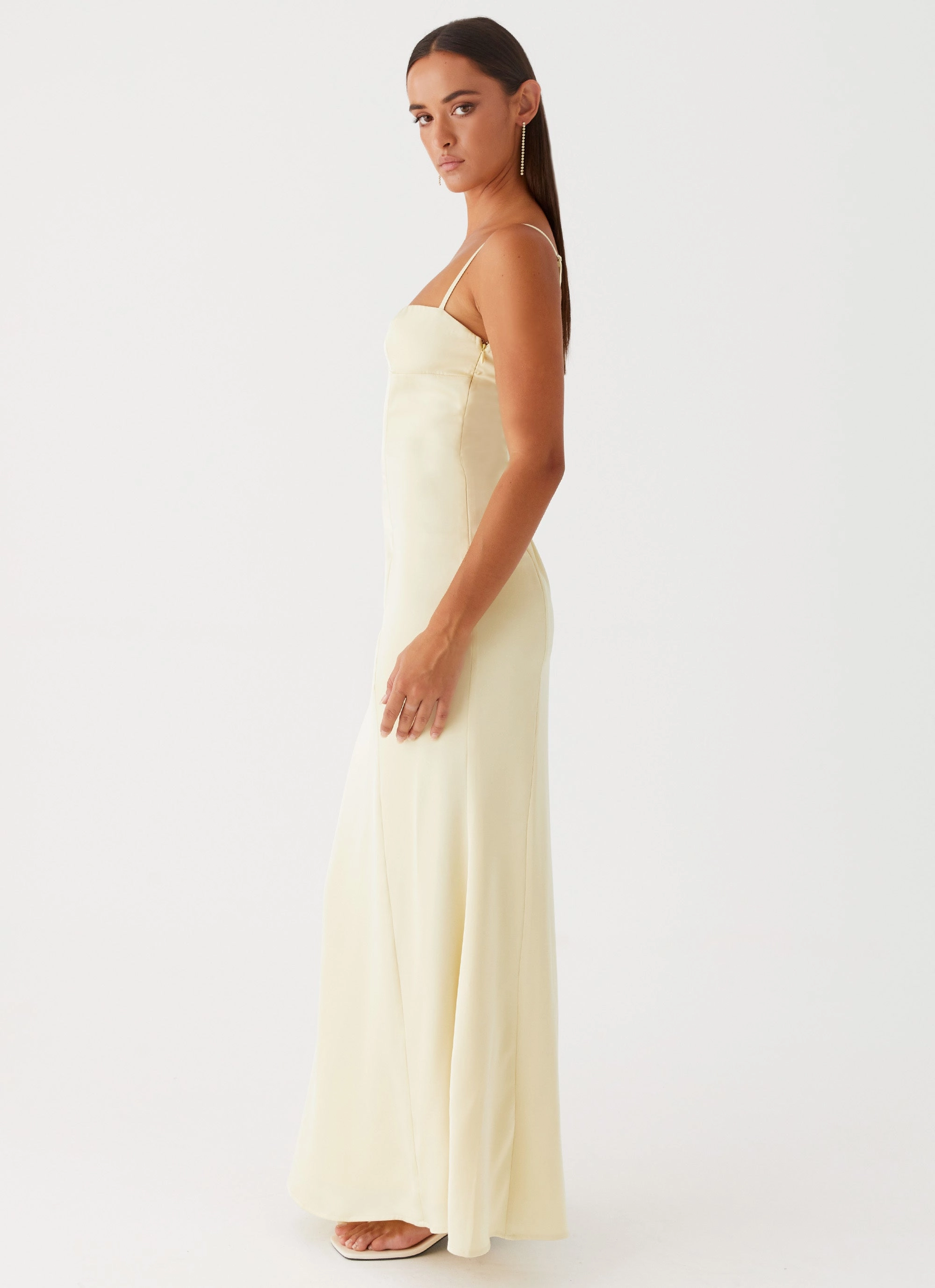 Pearl-Detail Miss Bloom Maxi Dress - Lemon