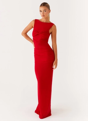 Fit For All Minimalist Waist Missy Maxi Dress - Red