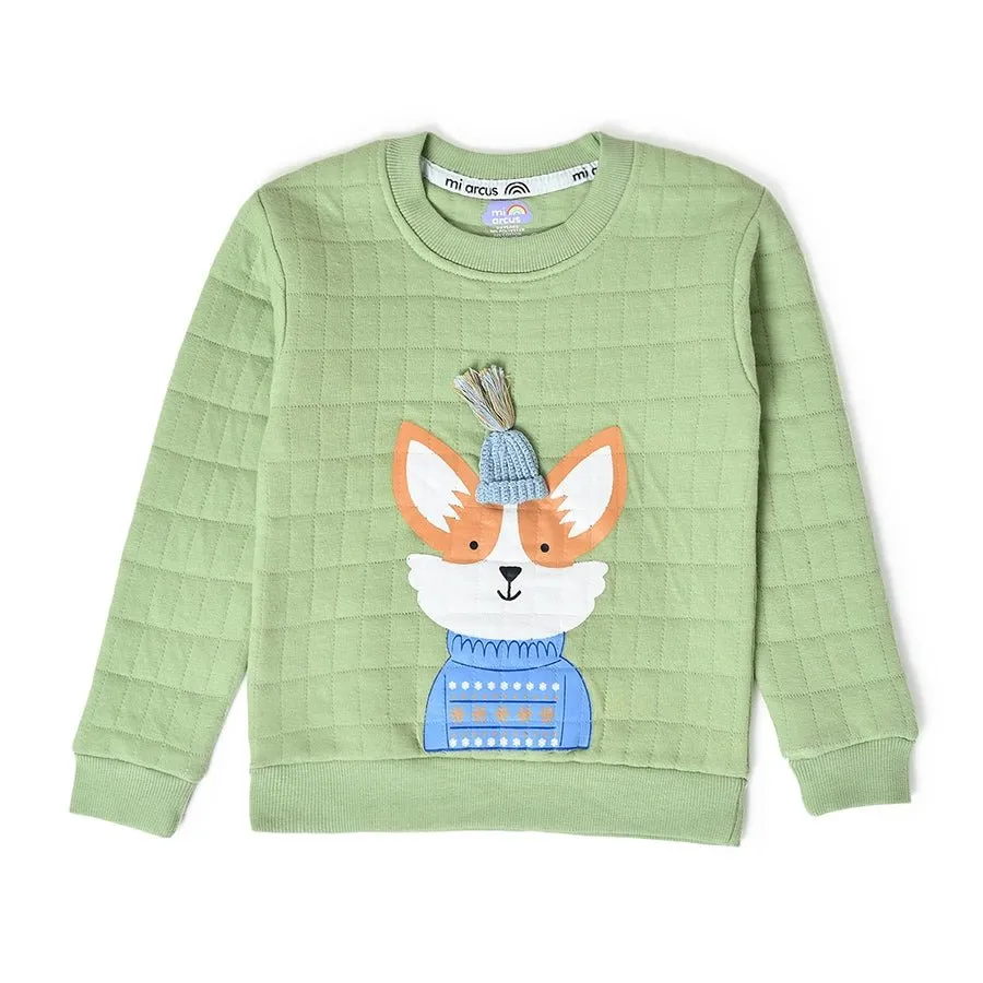 Misty Corgi Quilted Green Sweatshirt & Pajama Set