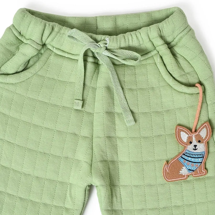 Misty Corgi Quilted Green Sweatshirt & Pajama Set