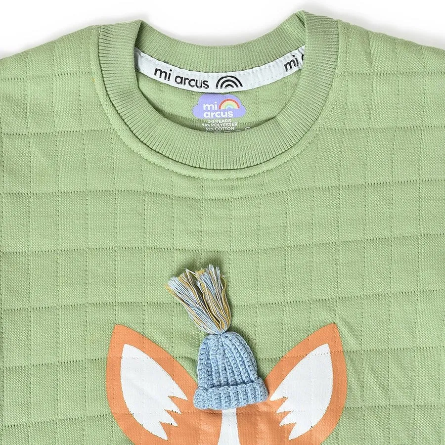 Misty Corgi Quilted Green Sweatshirt & Pajama Set