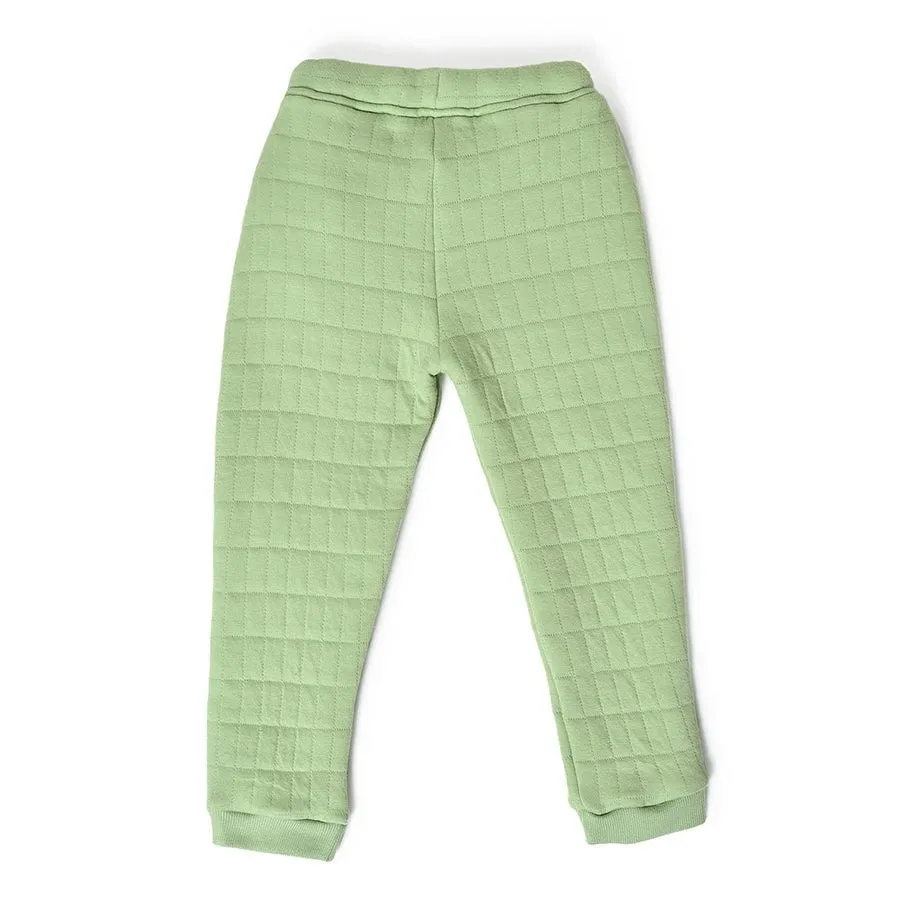 Misty Corgi Quilted Green Sweatshirt & Pajama Set