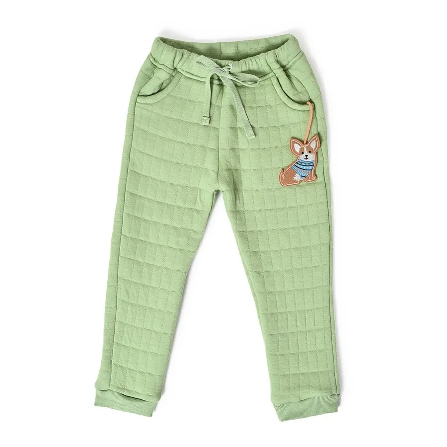 Misty Corgi Quilted Green Sweatshirt & Pajama Set