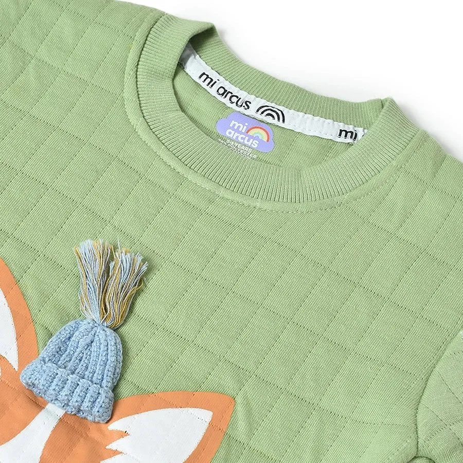 Misty Corgi Quilted Green Sweatshirt & Pajama Set
