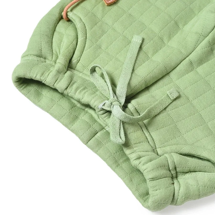Misty Corgi Quilted Green Sweatshirt & Pajama Set