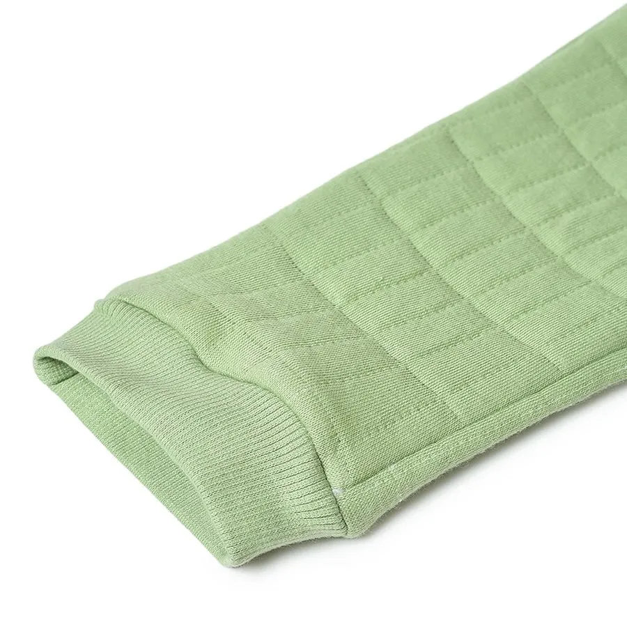 Misty Corgi Quilted Green Sweatshirt & Pajama Set