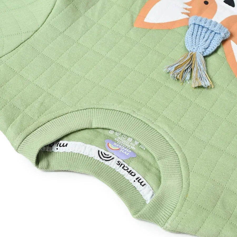 Misty Corgi Quilted Green Sweatshirt & Pajama Set