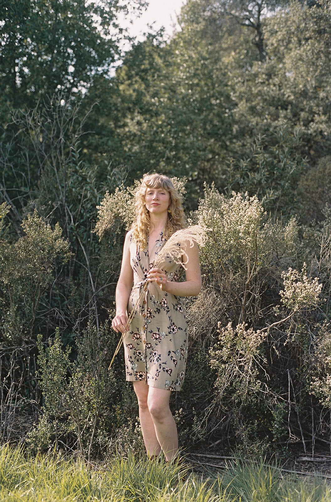 Paloma Dress in Taupe Floral Back Glow Field Fresh