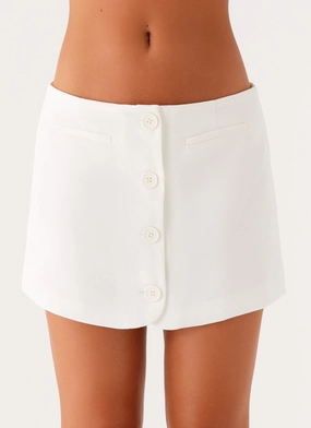 Mixie Low Rise Mini Skirt - Ivory Road Trip