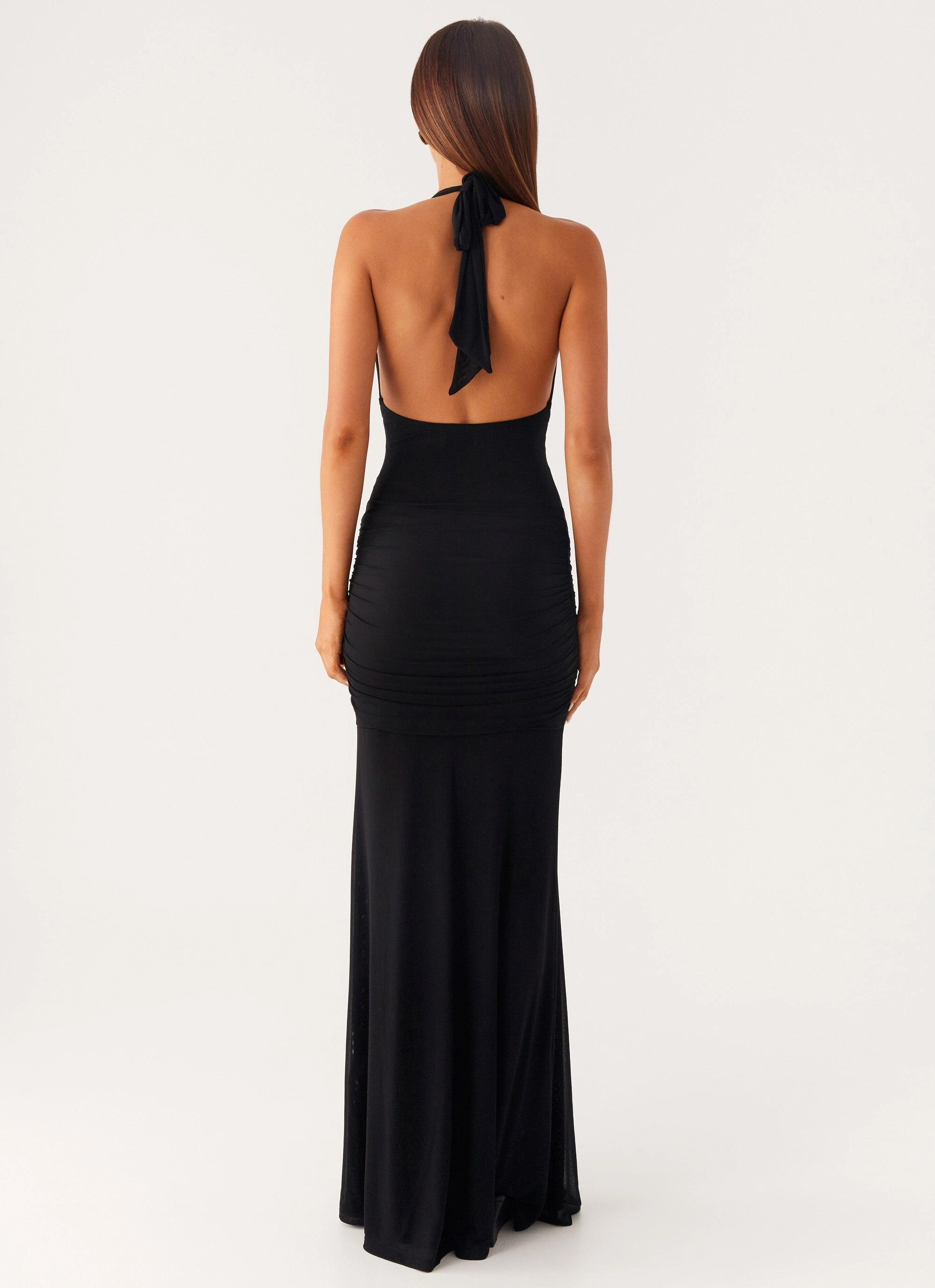 Miyah Halter Hardware Maxi Dress - Black Quick-Dry Walk Mood