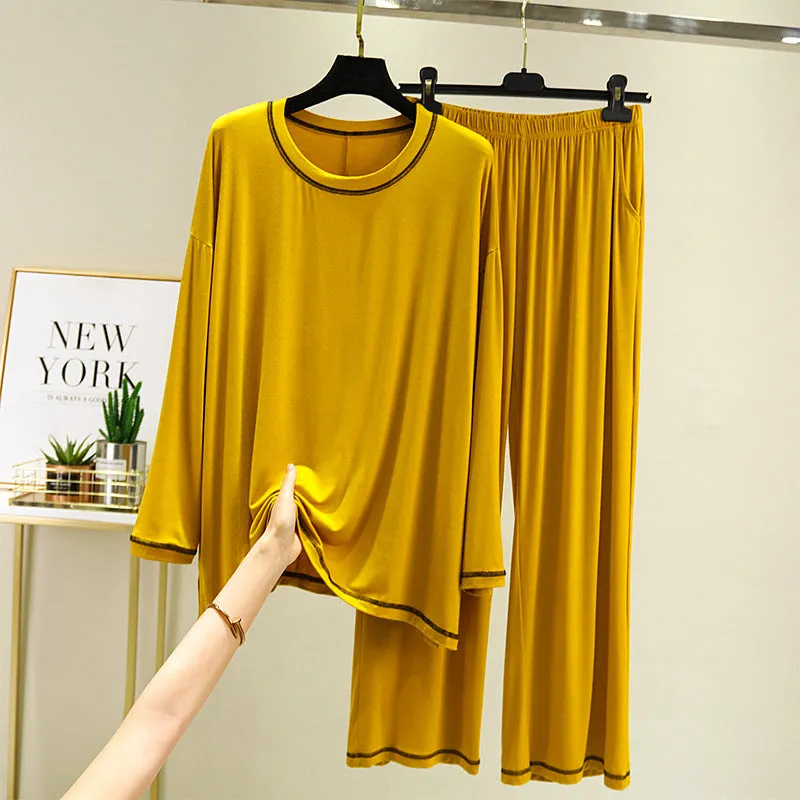 Modal Fabric Pajamas with Contrasting Welt