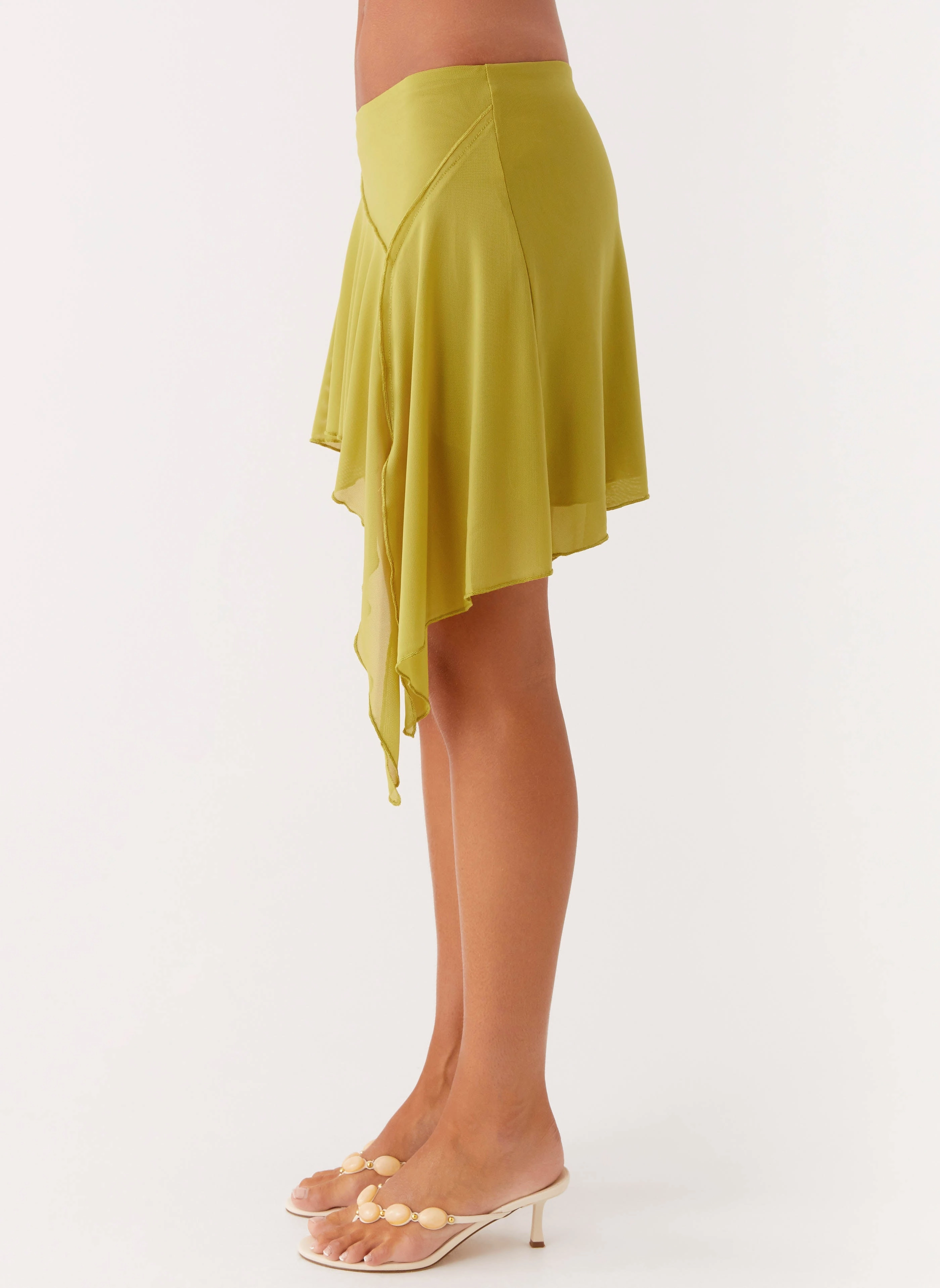 Push Button Closure Classic Comfort Lustra Mini Skirt - Lime