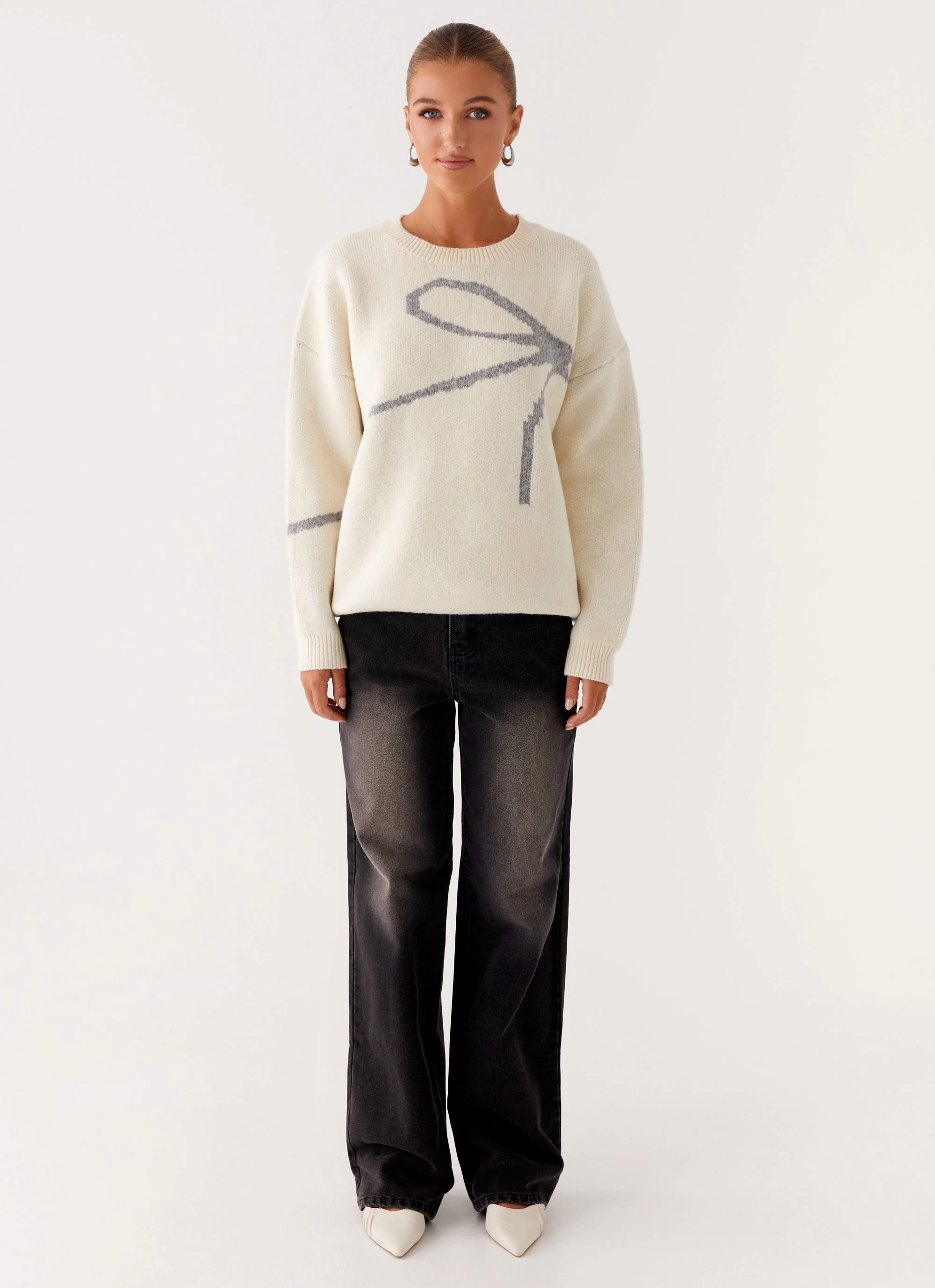 Reflective Trim Noise Reduction Design Dreamwood Knit Sweater - Ivory