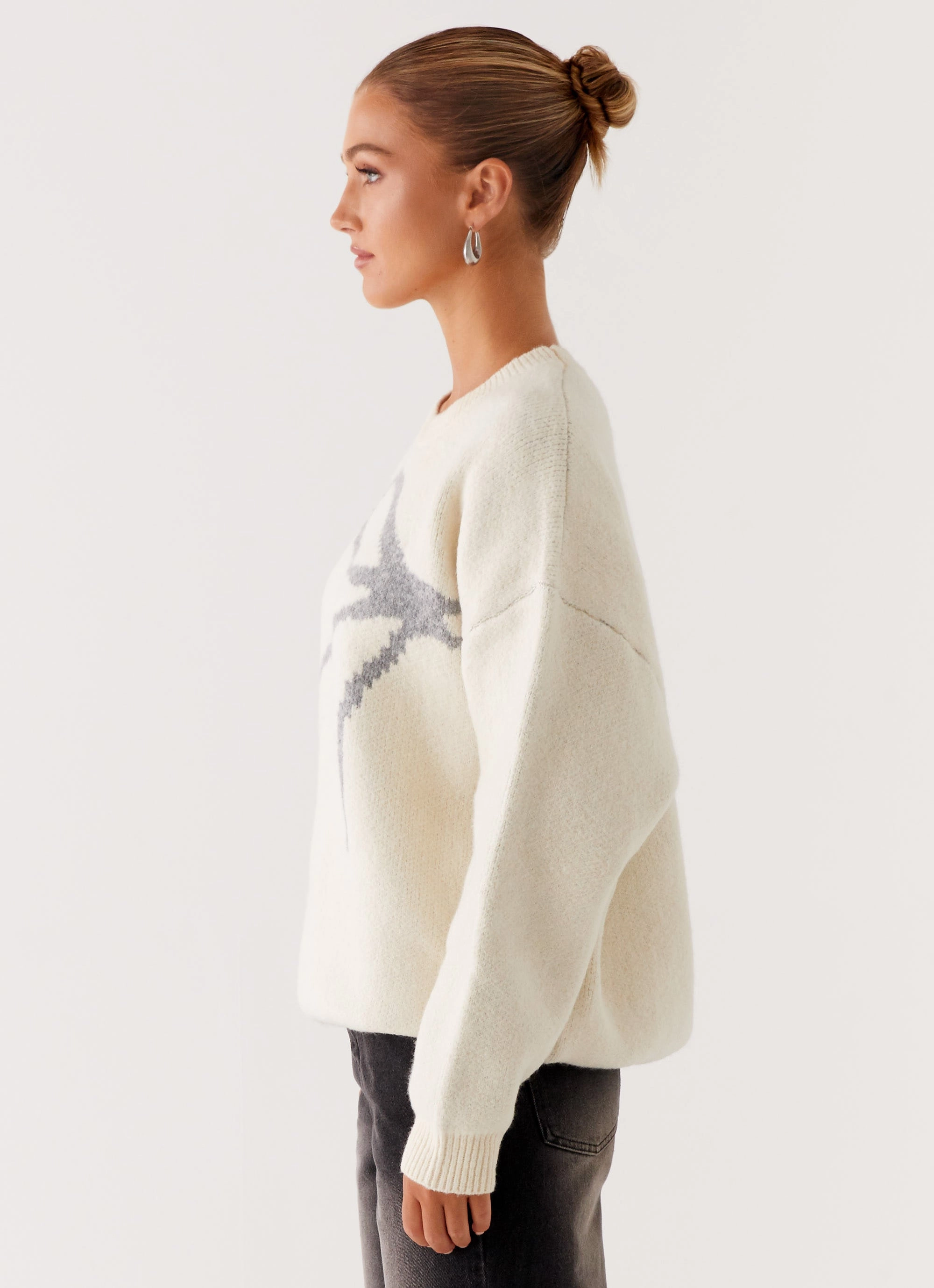 Dreamwood Knit Sweater - Ivory Full Length Zipper Closure