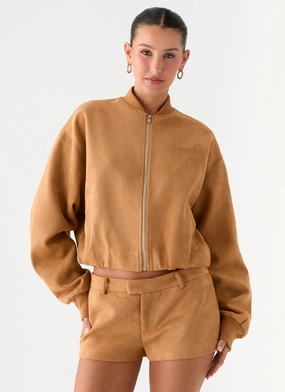 Easy Comfort Everyday Use Thats Chill Bomber Jacket - Brown