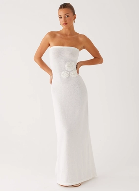 Arli Strapless Maxi Dress - Ivory Chic Harmony Buckle-Detail