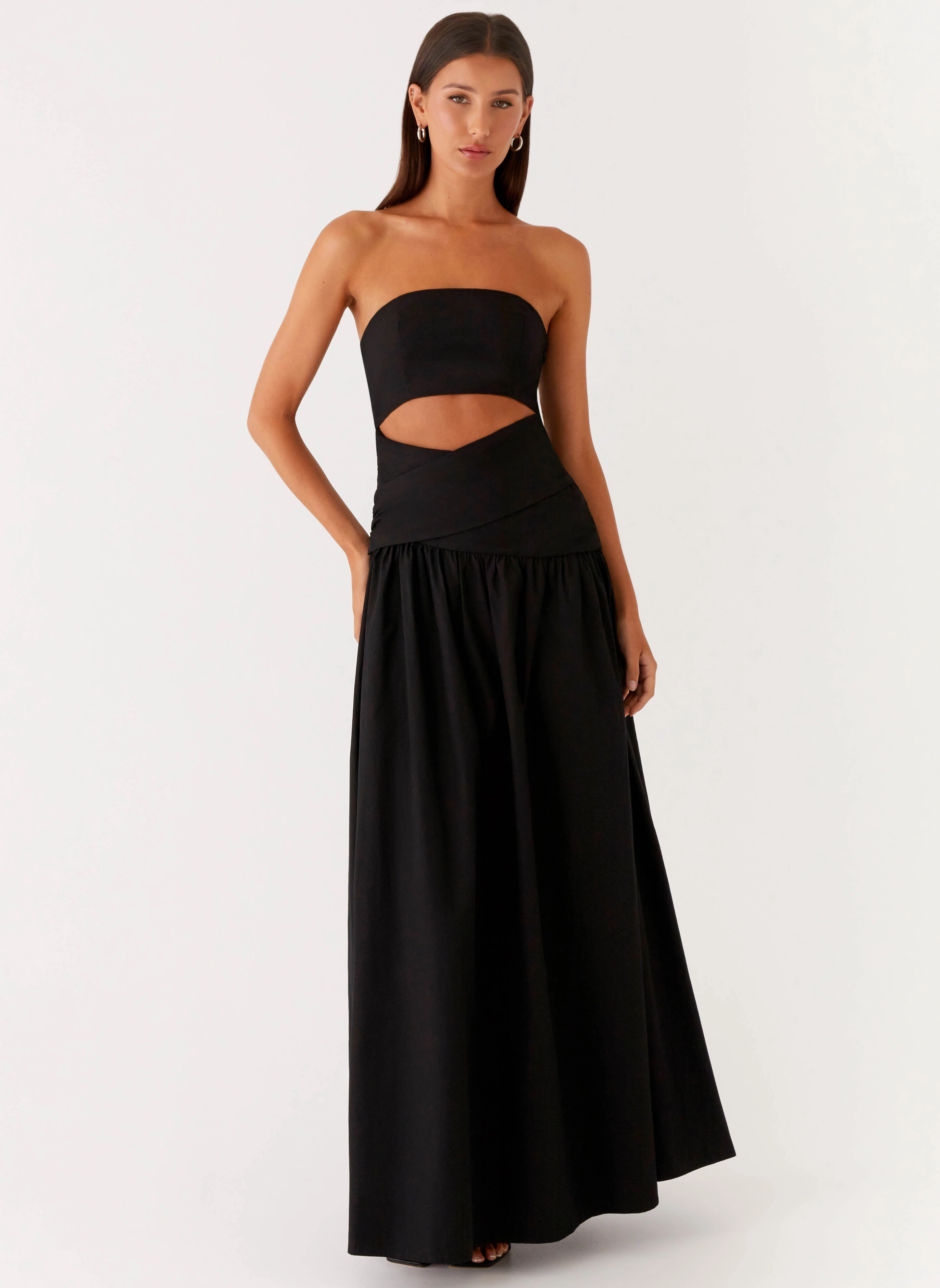 Lumen Maxi Dress - Black Office Friendly Clean Texture