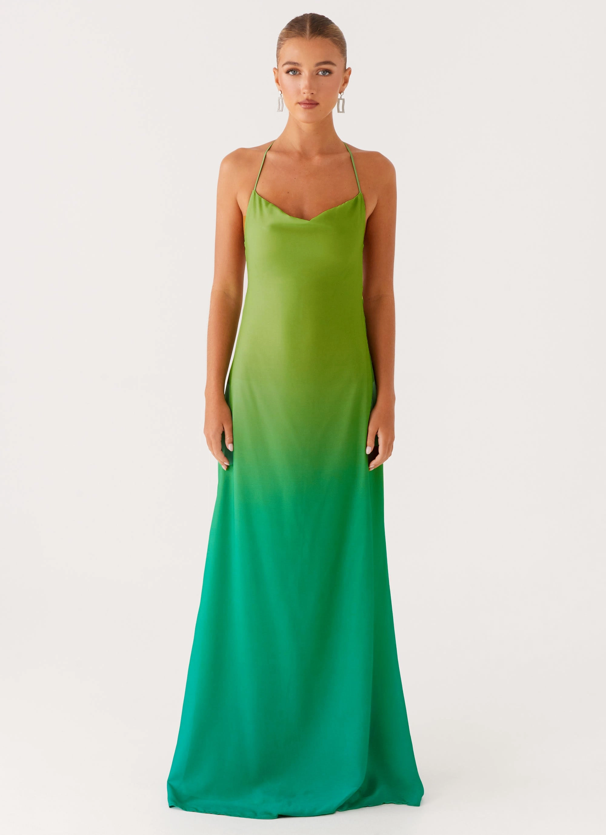 Elegant Fit windproof Opposites Attract Maxi Dress - Green Ombre
