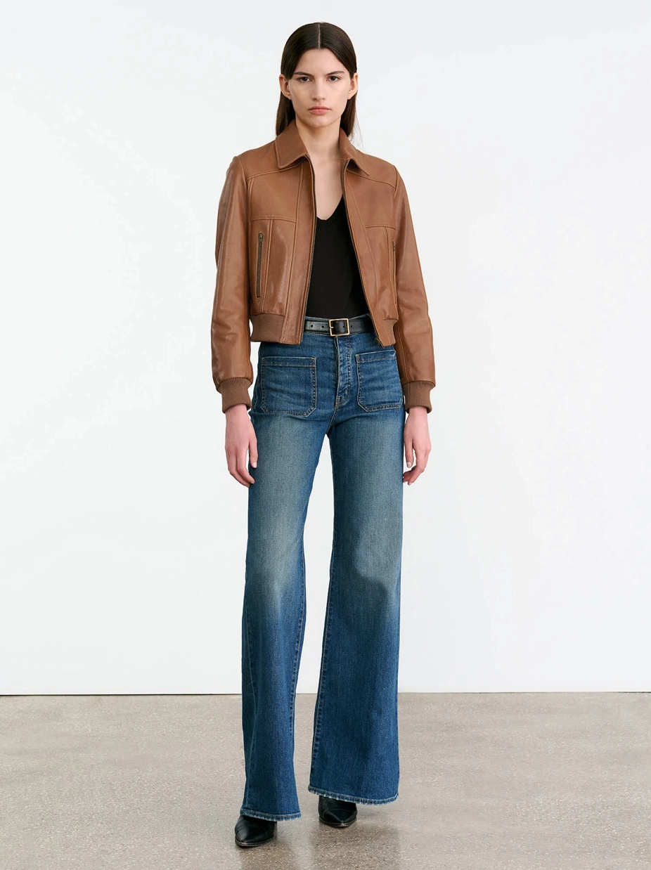 Panama Sue Leather Jacket in Cognac