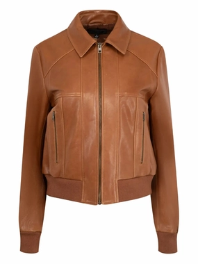 Sue Leather Jacket in Cognac Protective Layering