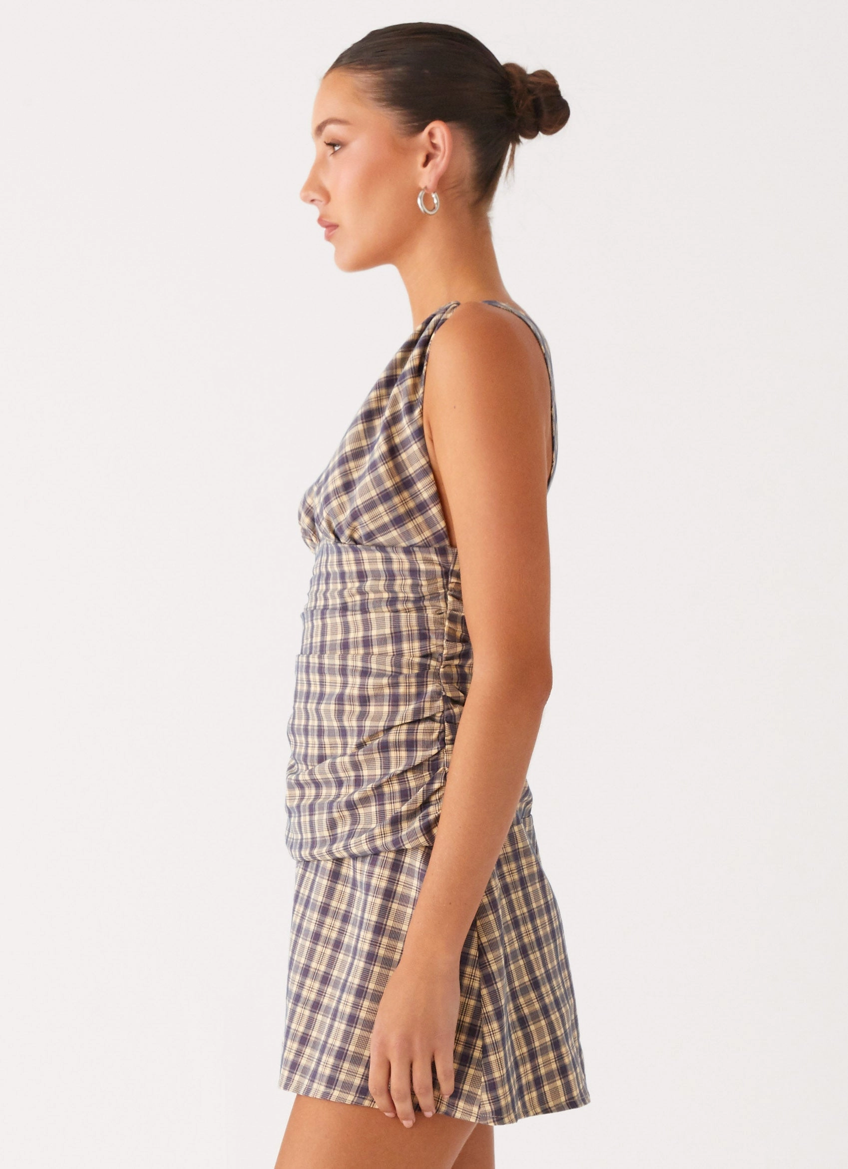 Kind Light Versatile Cut Tablo Drop Waist Mini Dress - Check Print