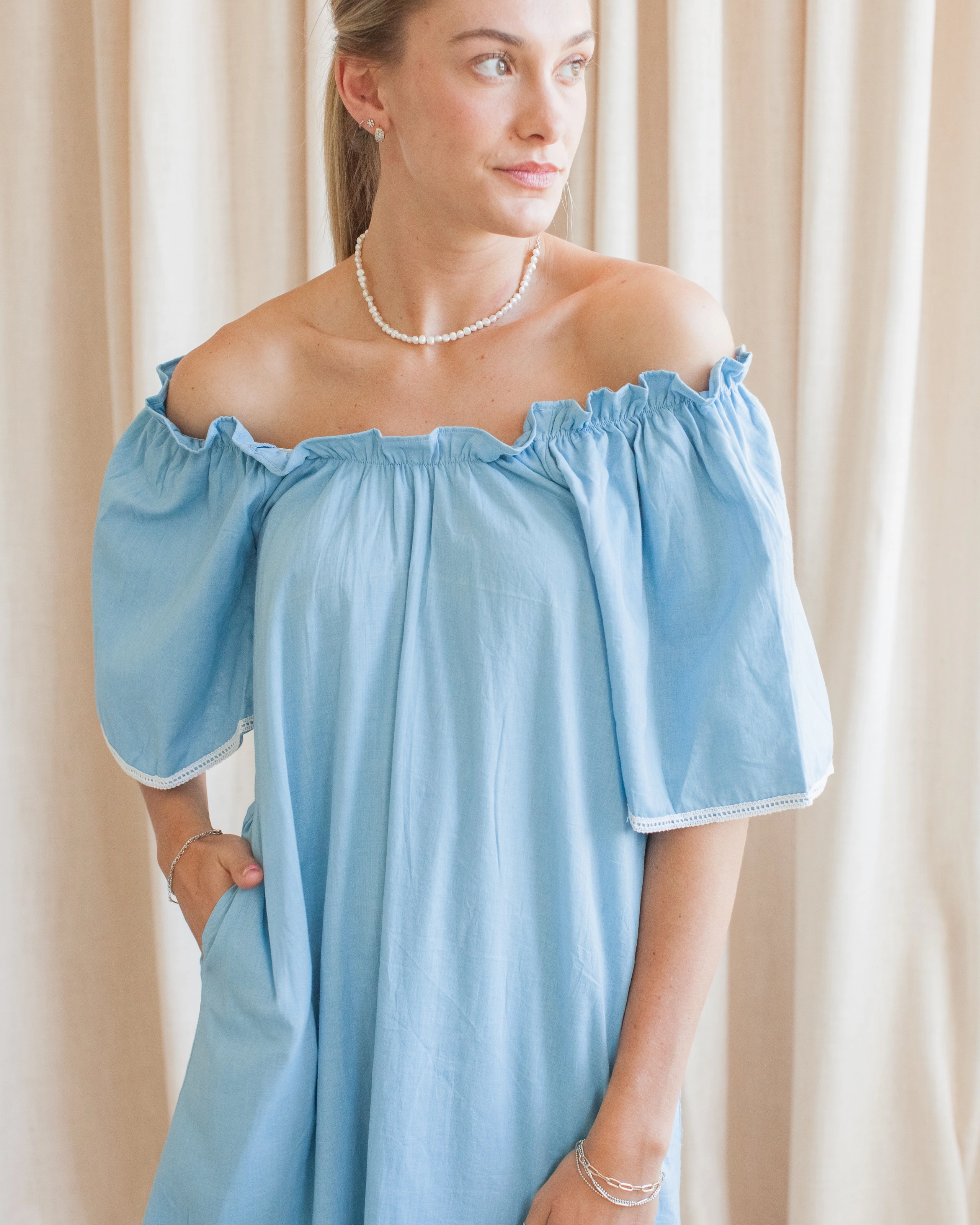 Maison de Fr??d??ric Wendy House Dress- Sky Drape Wave Pure Lines